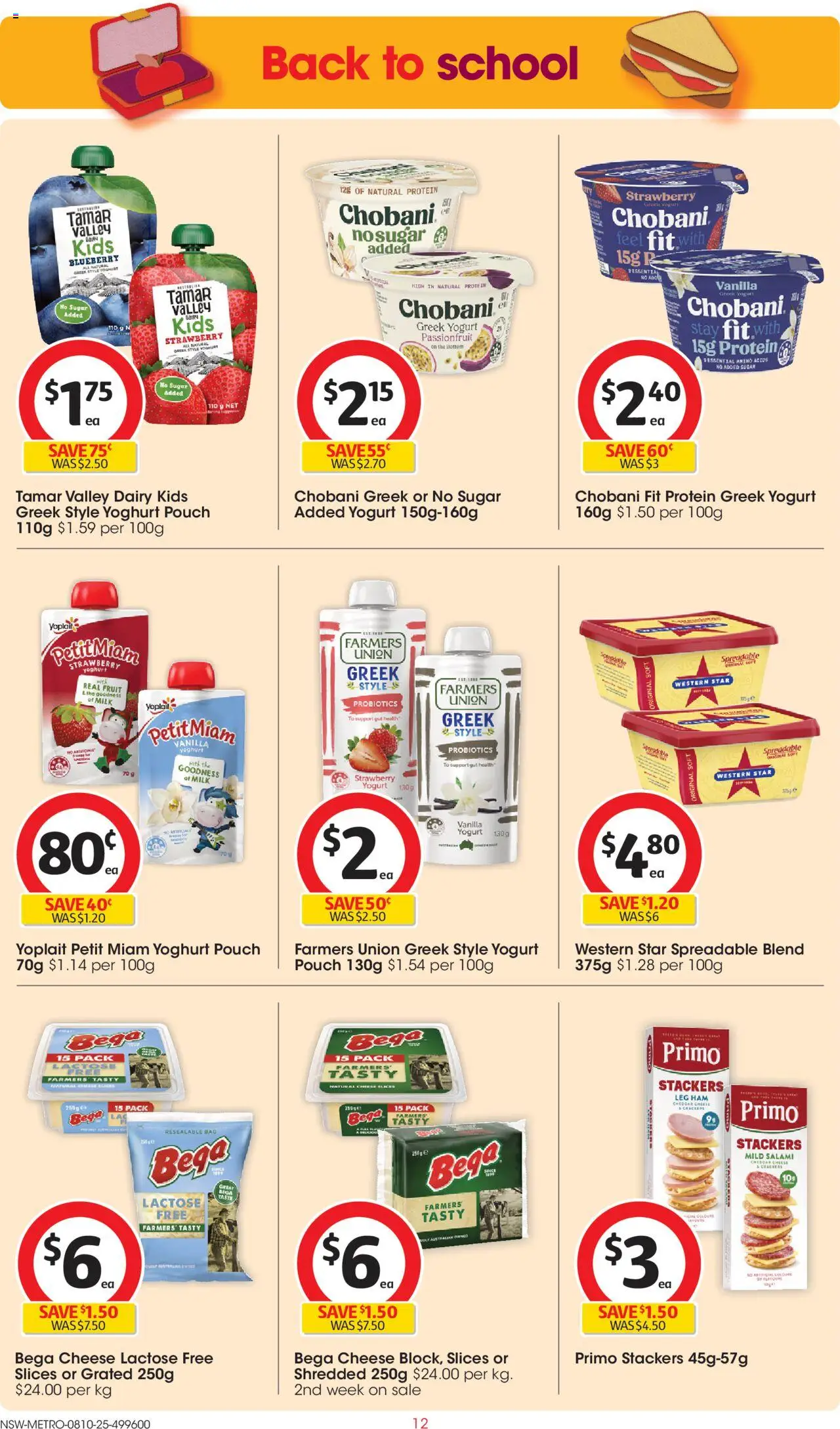 Coles catalogue - valid from 08.10.2025 | Page: 12 | Products: Crackers, Yoghurt, Salami, Bag