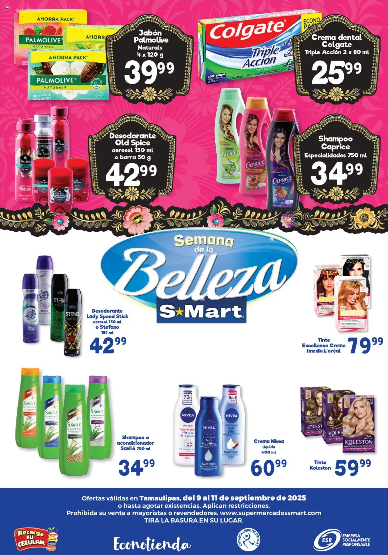 Nuevas ofertas de S-Mart válidas en toda la República Mexicana desde el 09.09.2025. ¡Encuentra las mejores ofertas en S-Mart - Folleto - Matamoros! | Página: 6 | Productos: Desodorante, Crema, Barra, Jabón