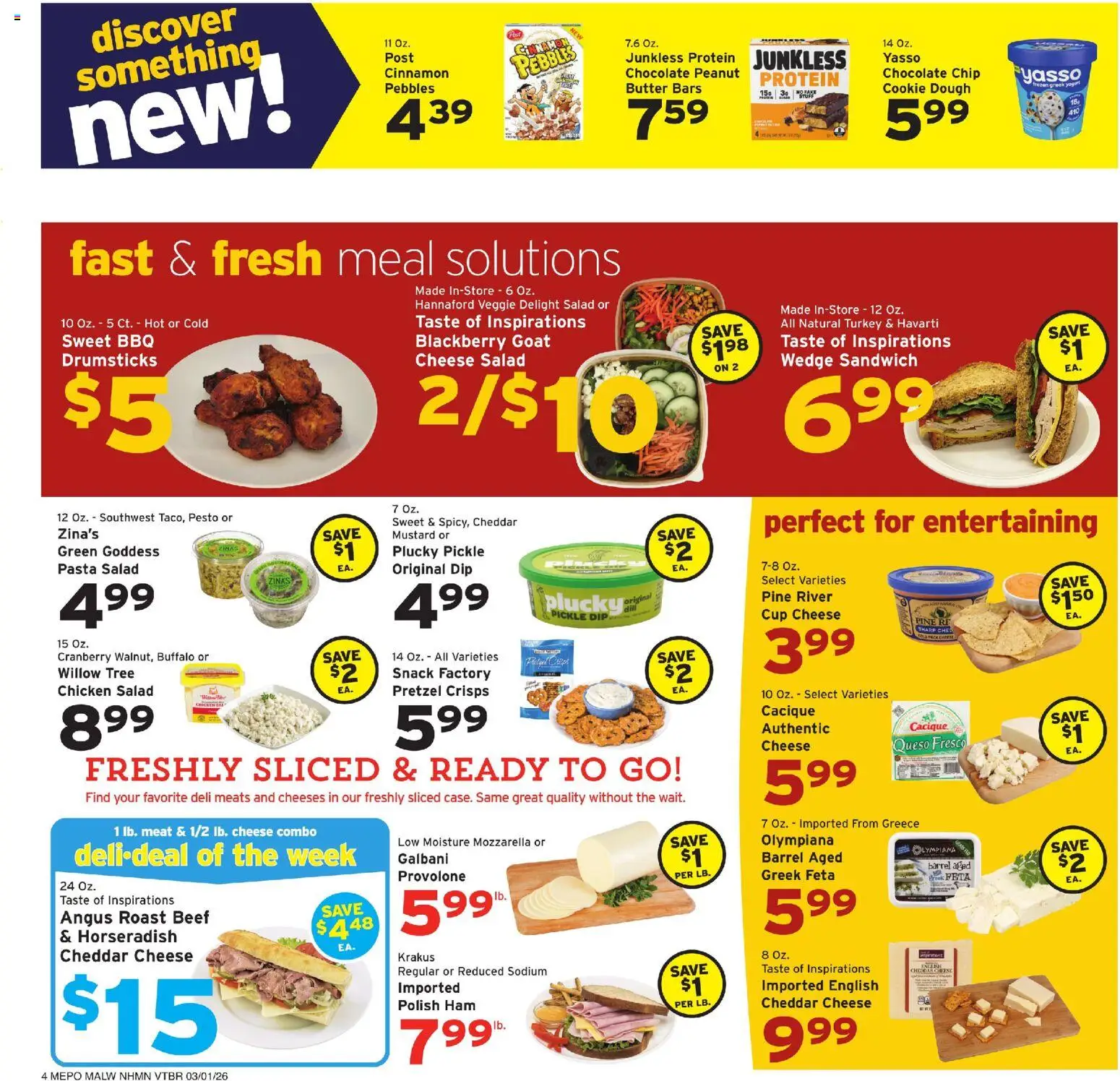 Hannaford Weekly Ad - valid from 01.03.2026 | Page: 4 | Products: Butter, Cheese, Pasta, Salad