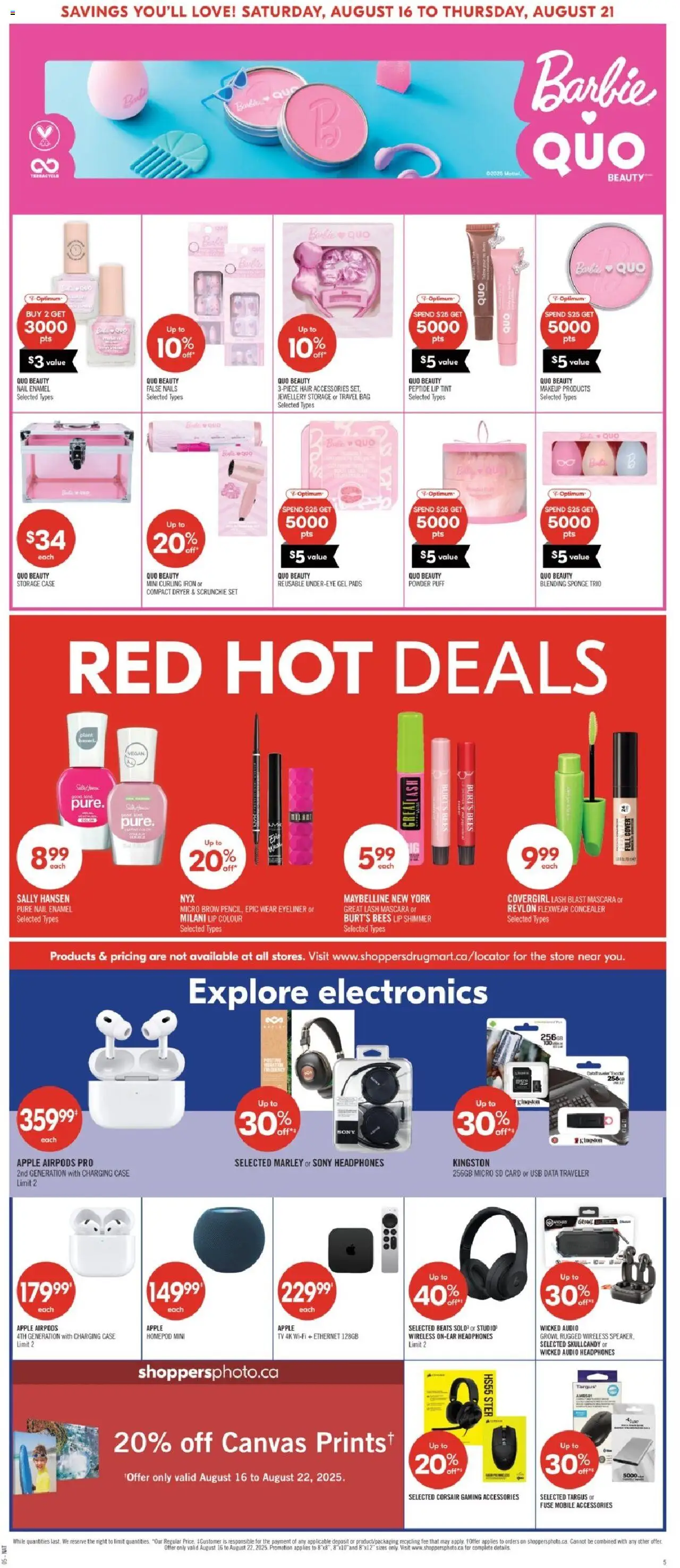 Shoppers flyer valid from 16.08.2025 | Page: 8 | Products: Audio, Bag, Dryer, Concealer