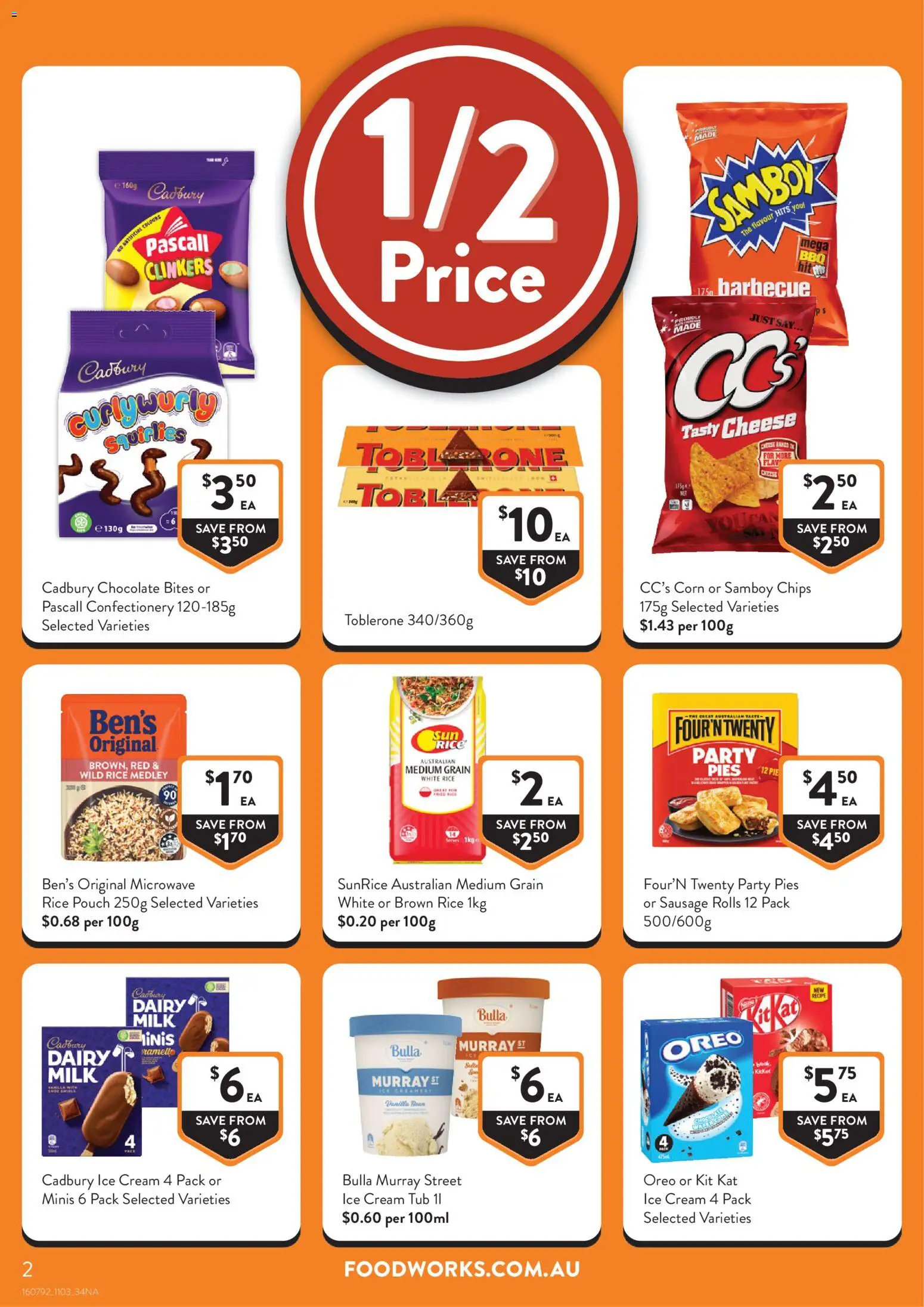 Foodworks catalogue - valid from 11.03.2026 | Page: 2 | Products: Milk, Chips, Ice cream, Pies