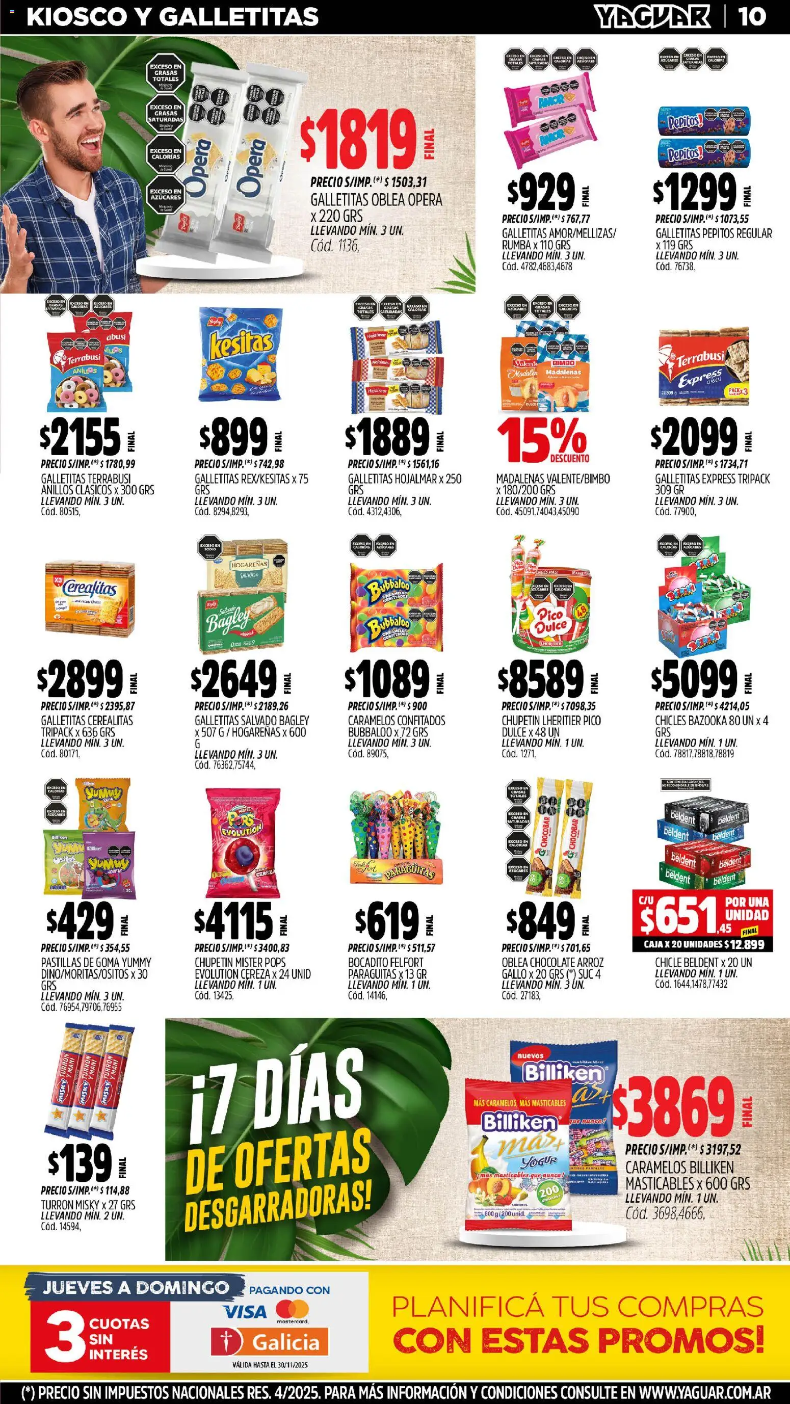 Yaguar - Trelew │ válido desde el 10.11.2025 | Página: 11 | Productos: Galletitas, Chicles, Caja, Chicle