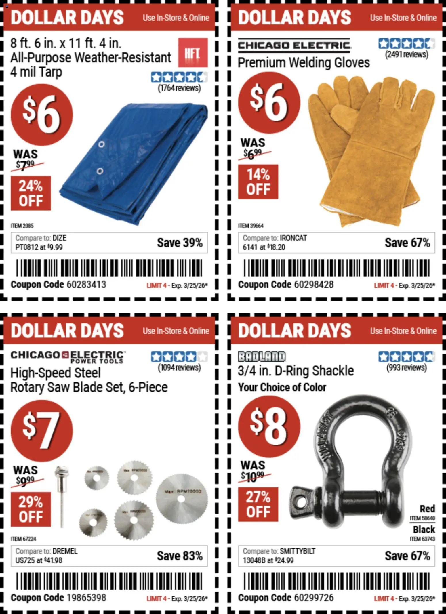 Harbor Freight Dollar Days - valid from 12.03.2026 | Page: 6 | Products: Saw, Gloves
