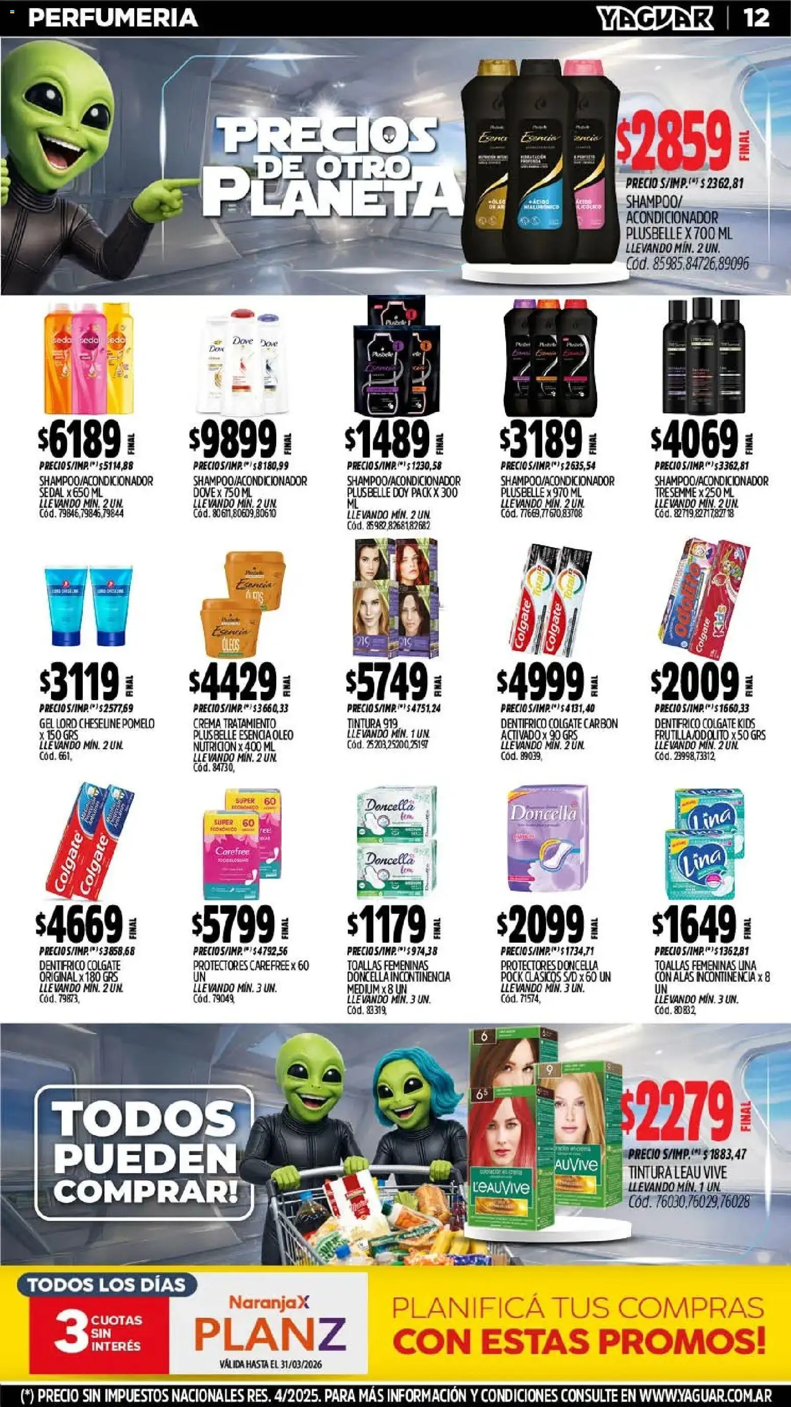 Yaguar - Oferta Semanal Chaco │ válido desde el 02.03.2026 | Página: 12 | Productos: Toallas, Tintura, Acondicionador, Pomelo