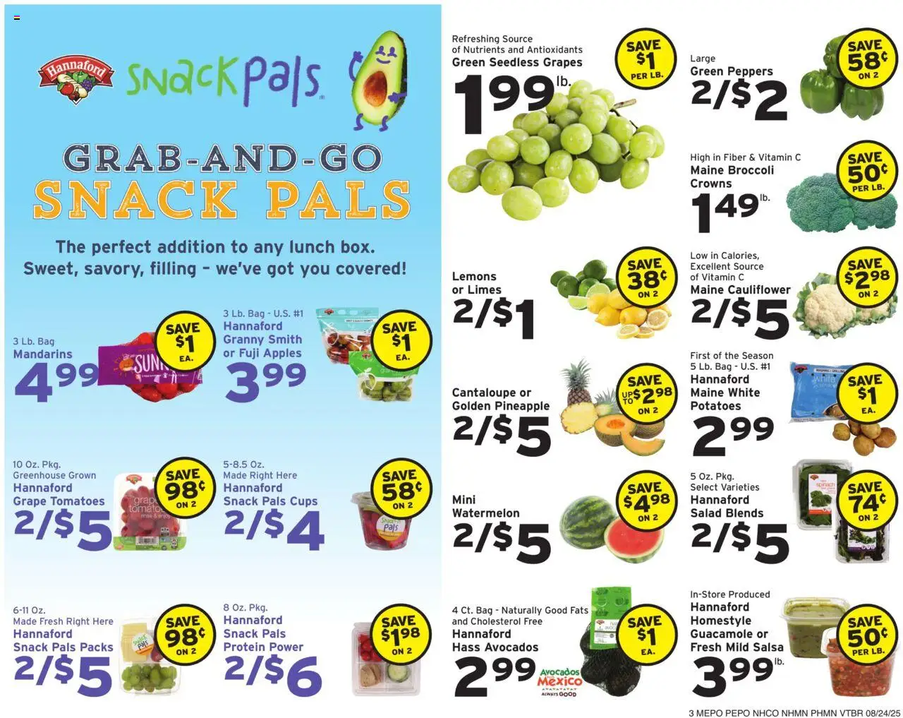 Hannaford Weekly Ad - valid from 24.08.2025 | Page: 3 | Products: Mandarins, Peppers, Crowns, Salad