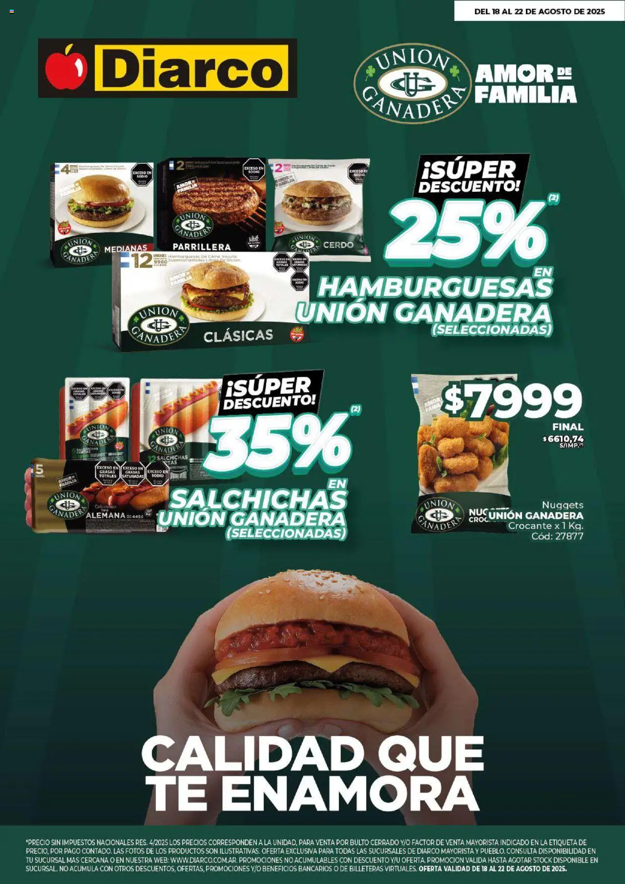 Diarco Especial Unión Ganadera │ válido desde el 18.08.2025 | Página: 1 | Productos: Salchicha, Cerdo, Té