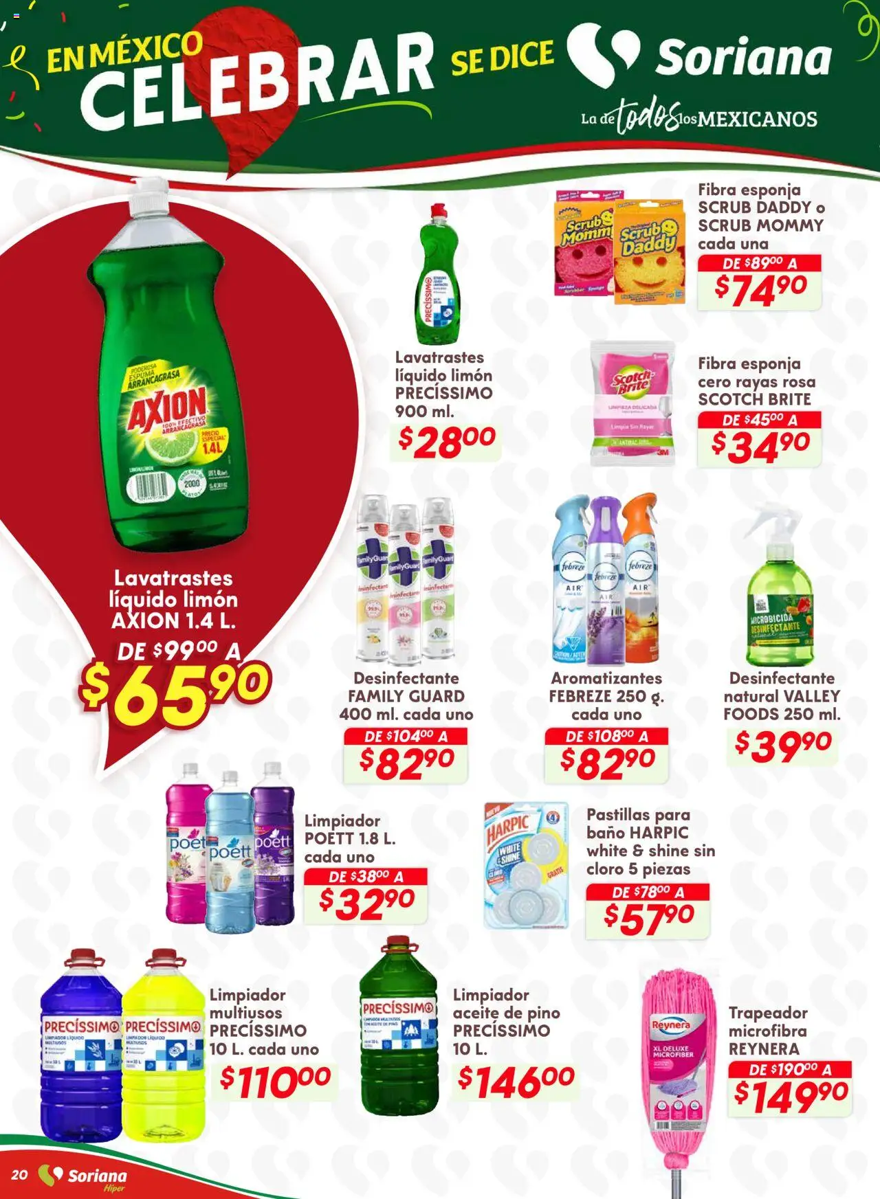 Nuevas ofertas de Soriana válidas en toda la República Mexicana desde el 18.09.2025. ¡Encuentra las mejores ofertas en Soriana - Preciazazaso Híper: Edo Mex, Gro, Hgo, Mor, Pue, Qto, Tlax, Ver! | Página: 27 | Productos: Esponja, Espuma, Desinfectante, Cloro