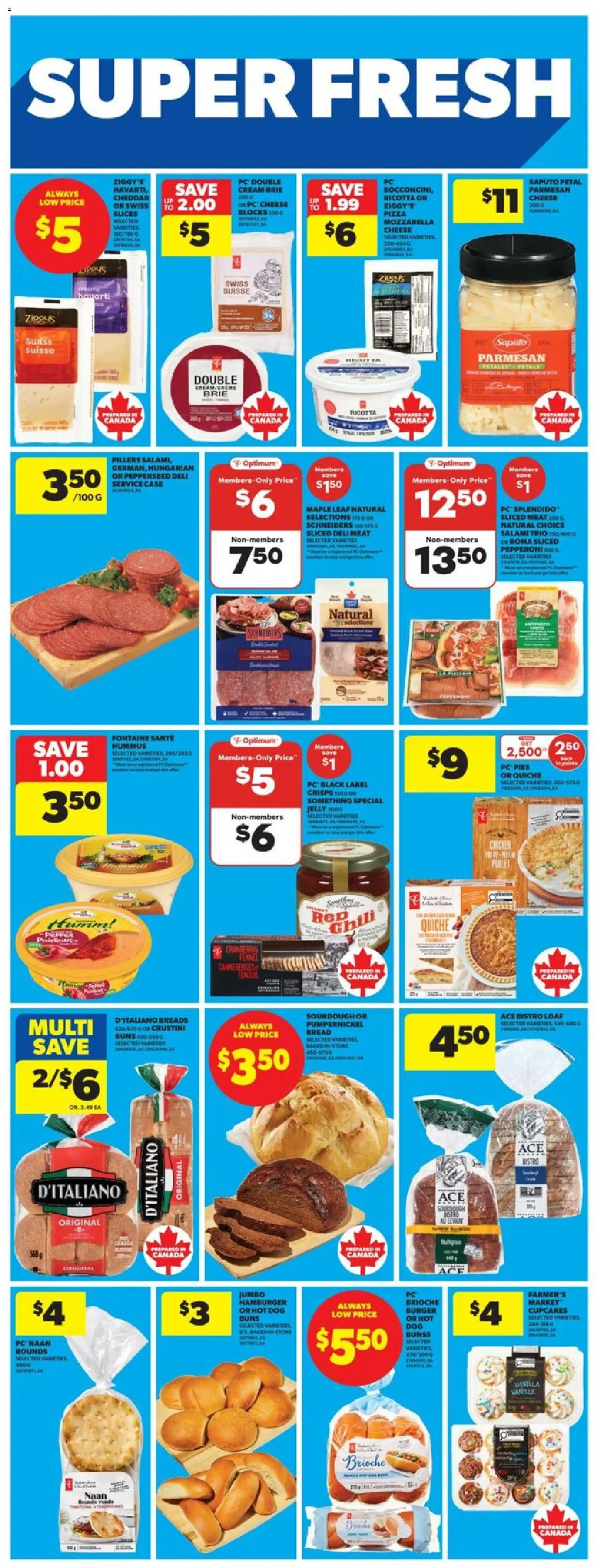 Real Canadian Superstore flyer valid from 23.04.2026 | Page: 14 | Products: Cheese, Bread, Salami, Pizza