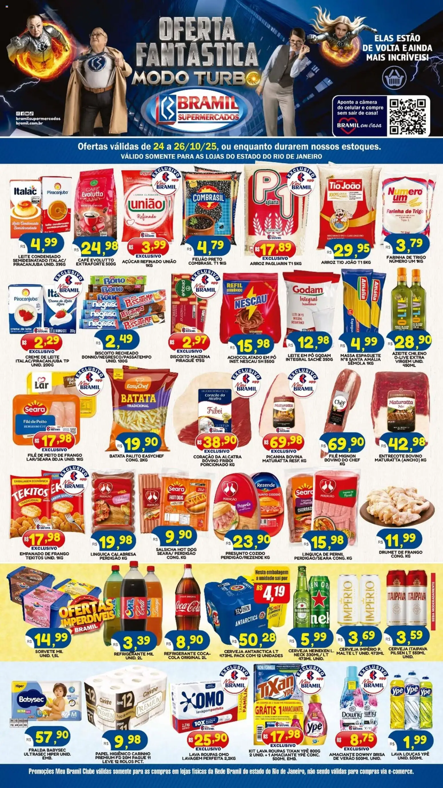 Bramil Supermercados Folheto - válido de 24.10.2025 | Página: 1 | Produtos: Celular, Creme de leite, Biscoito recheado, Leite condensado
