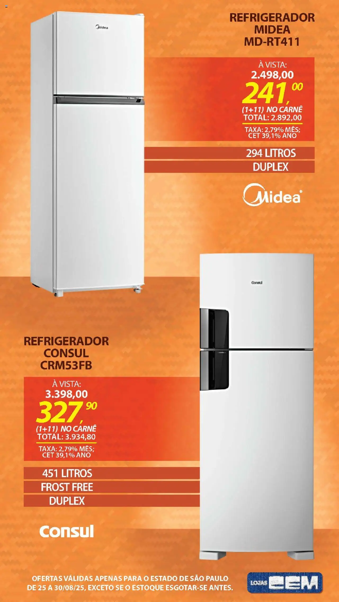 Lojas Cem Folheto - válido de 25.08.2025 | Página: 17 | Produtos: Refrigerador, Carne