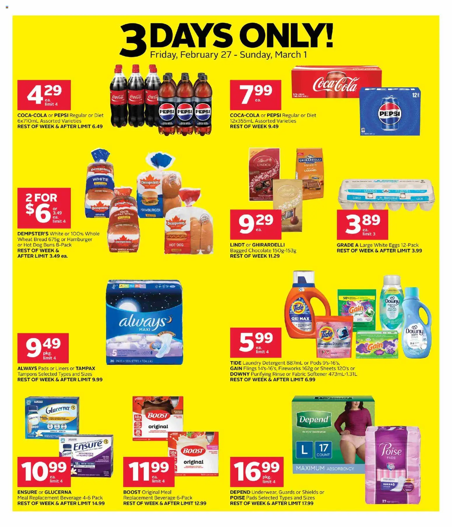 Rexall flyer valid from 27.02.2026 | Page: 1 | Products: Fabric softener, Detergent, Bread, Chocolate
