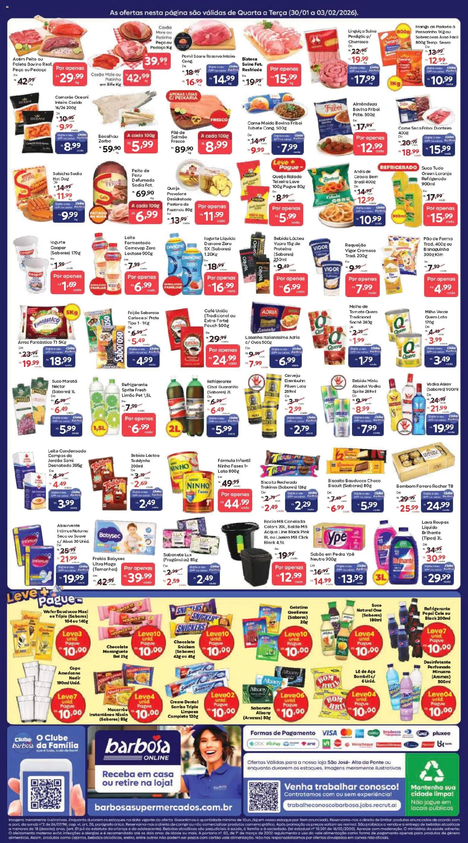 Barbosa Supermercados Folheto - válido de 29.01.2026 | Página: 2 | Produtos: Biscoito, Queijo ralado, Macarrão, Desinfetante