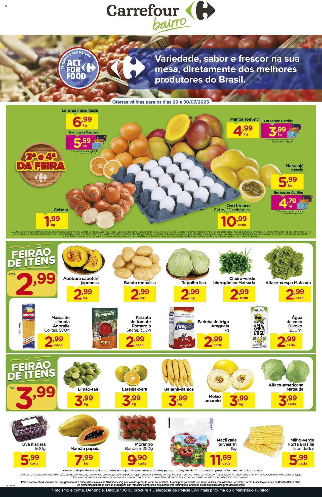 Carrefour Bairro Folheto - válido de 29.07.2025 | Página: 1 | Produtos: Melão, Cebola, Repolho, Mamão