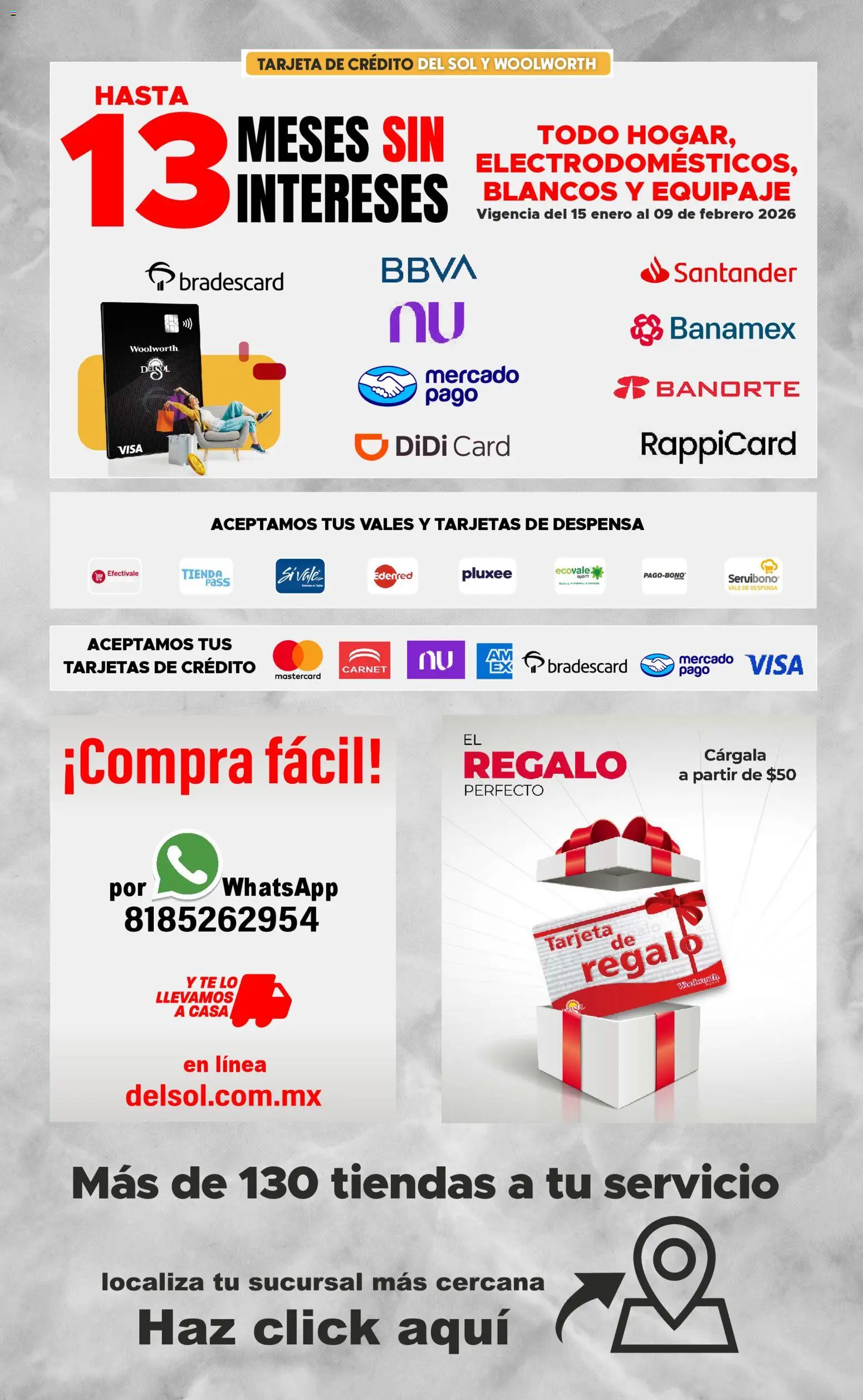 Nuevas ofertas de Del Sol y Woolworth válidas en toda la República Mexicana desde el 08.01.2026. ¡Encuentra las mejores ofertas en Del Sol y Woolworth catálogo Para mí, para mi casa, para mi familia! | Página: 40 | Productos: Despensa, Té