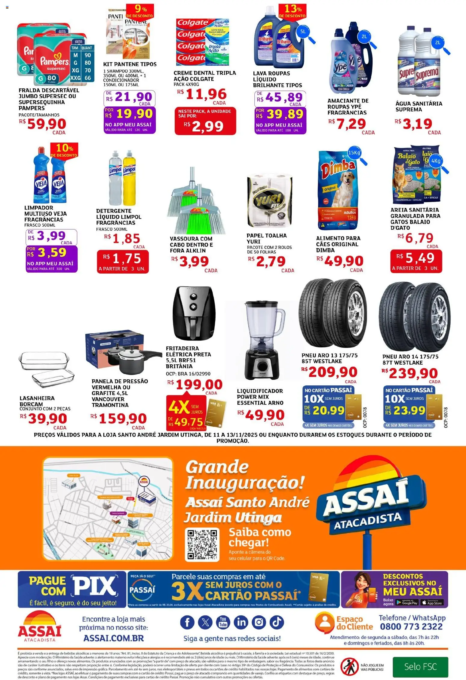 Assaí Atacadista Folheto - válido de 07.11.2025 | Página: 4 | Produtos: Pneu, Pampers, Celular, Fritadeira elétrica