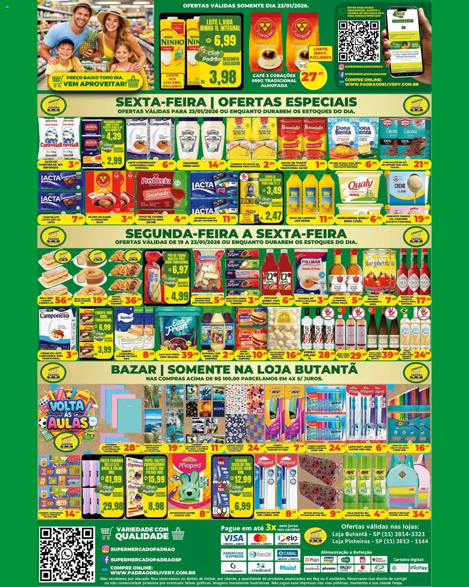 Supermercado Padrão Folheto - válido de 19.01.2026 | Página: 2 | Produtos: Vinagre, Cerveja, Bolo, Leite condensado