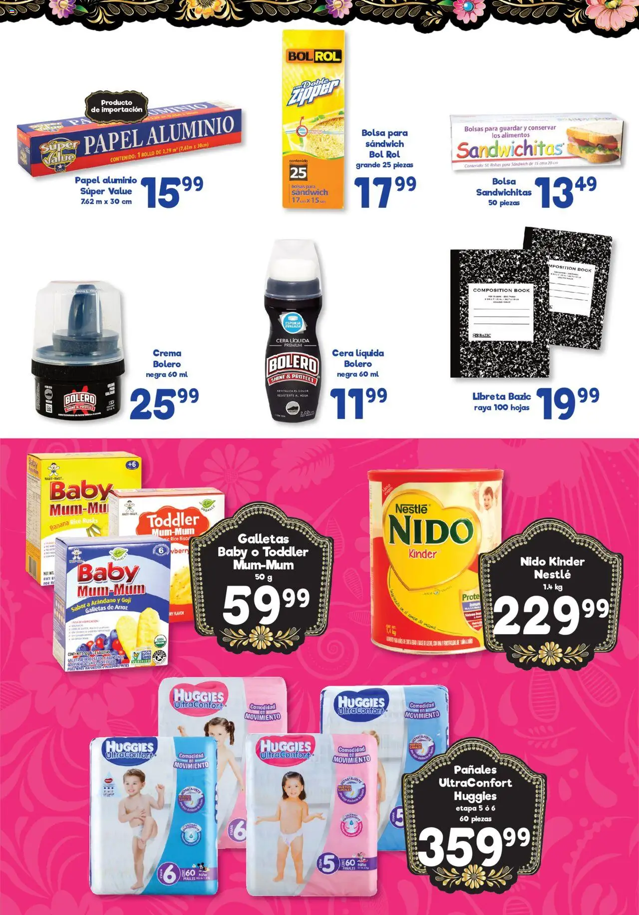 Nuevas ofertas de S-Mart válidas en toda la República Mexicana desde el 22.08.2025. ¡Encuentra las mejores ofertas en S-Mart - Folleto de Feria - Reynosa (y Rio Bravo)! | Página: 4 | Productos: Bolsa, Cera, Galletas, Notebook