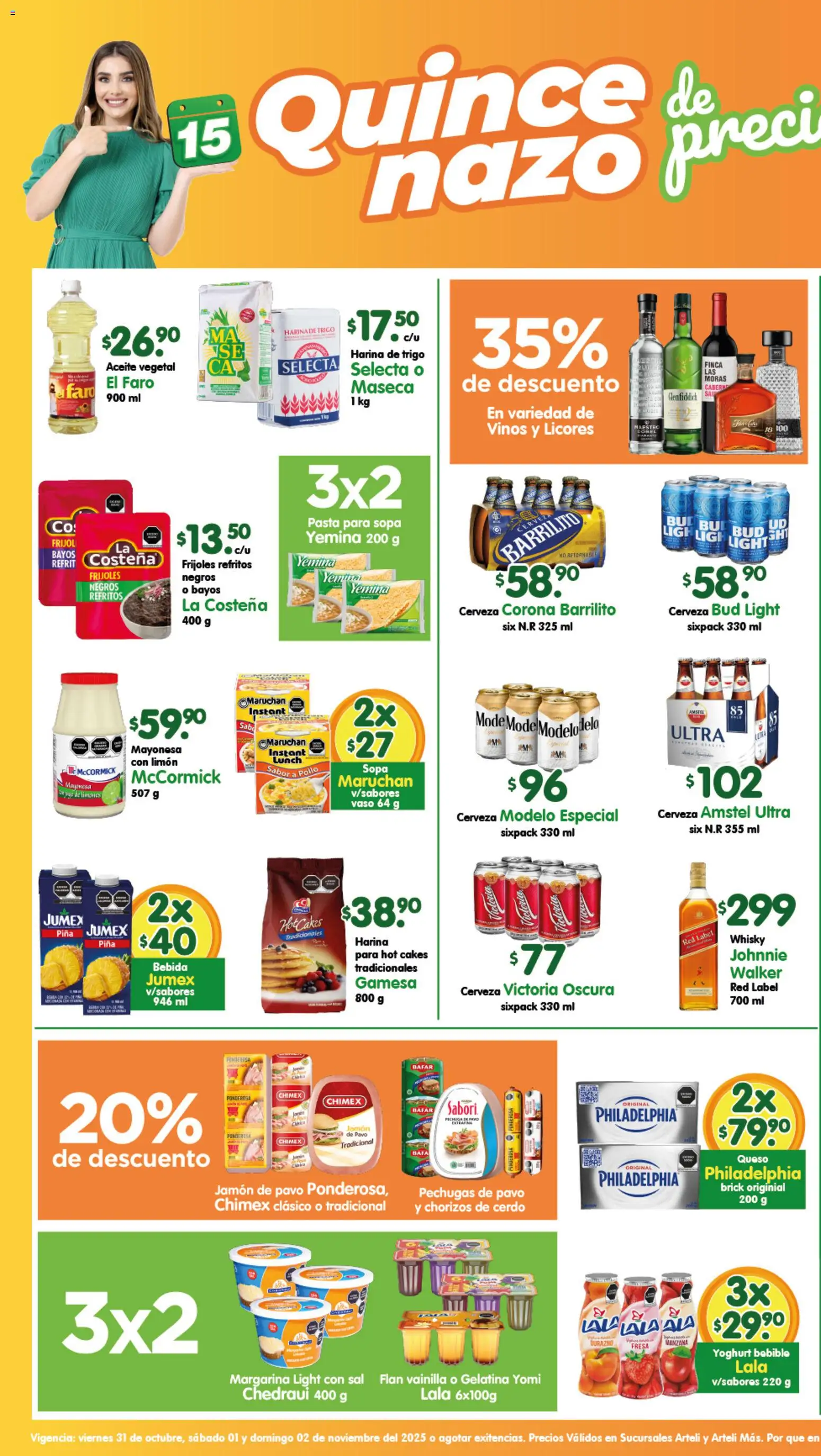 Nuevas ofertas de Arteli válidas en toda la República Mexicana desde el 31.10.2025. ¡Encuentra las mejores ofertas en Arteli folleto Suc.Arteli & Arteli mas! | Página: 1 | Productos: Manzana, Limón, Aceite, Pasta