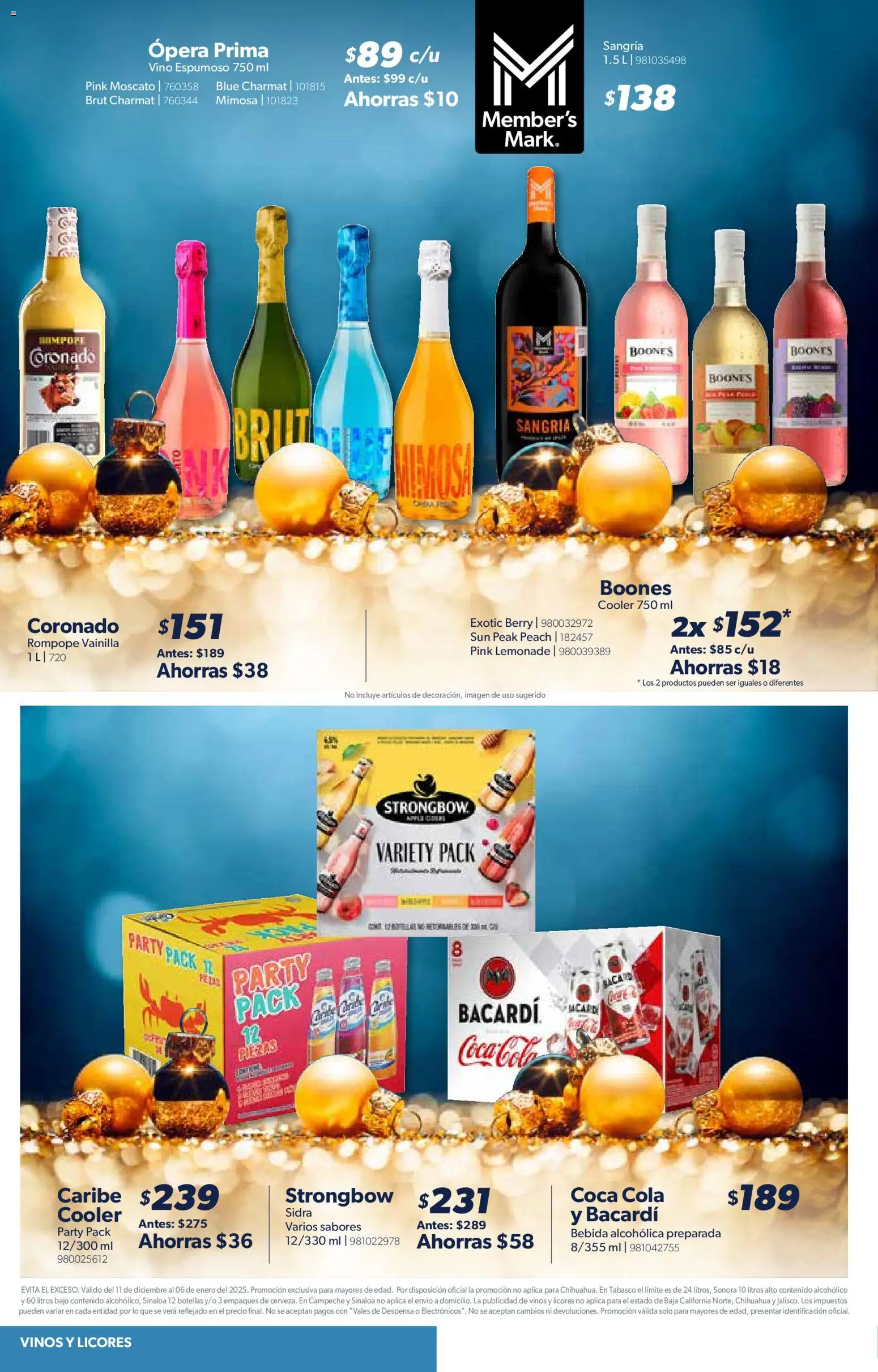 Nuevas ofertas de Sam's Club válidas en toda la República Mexicana desde el 11.12.2025. ¡Encuentra las mejores ofertas en Sam's Club catálogo Frontera! | Página: 5 | Productos: Vino, Despensa