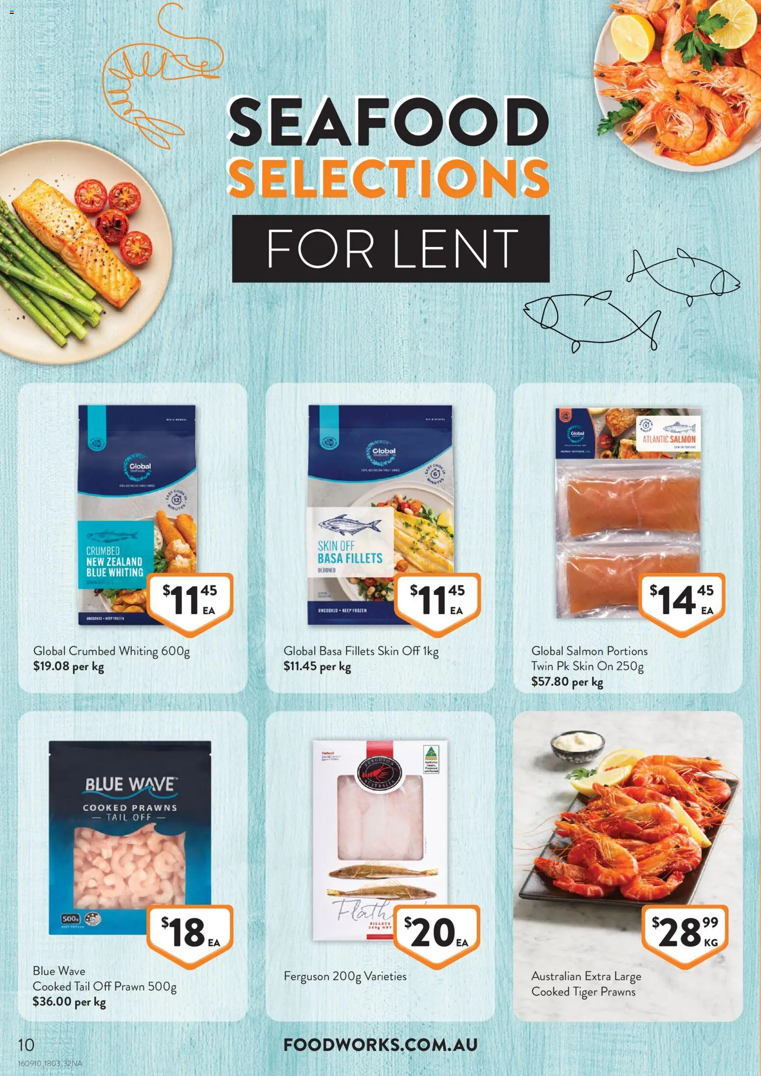 Foodworks catalogue - valid from 18.03.2026 | Page: 10 | Products: Prawns, Salmon, Seafood