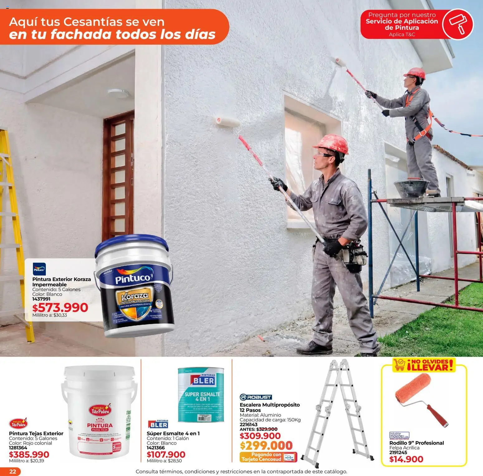 Easy revista - valida desde el 16.02.2026 | Página: 22 | Productos: Pintura, Rodillo, Tejas, Escalera