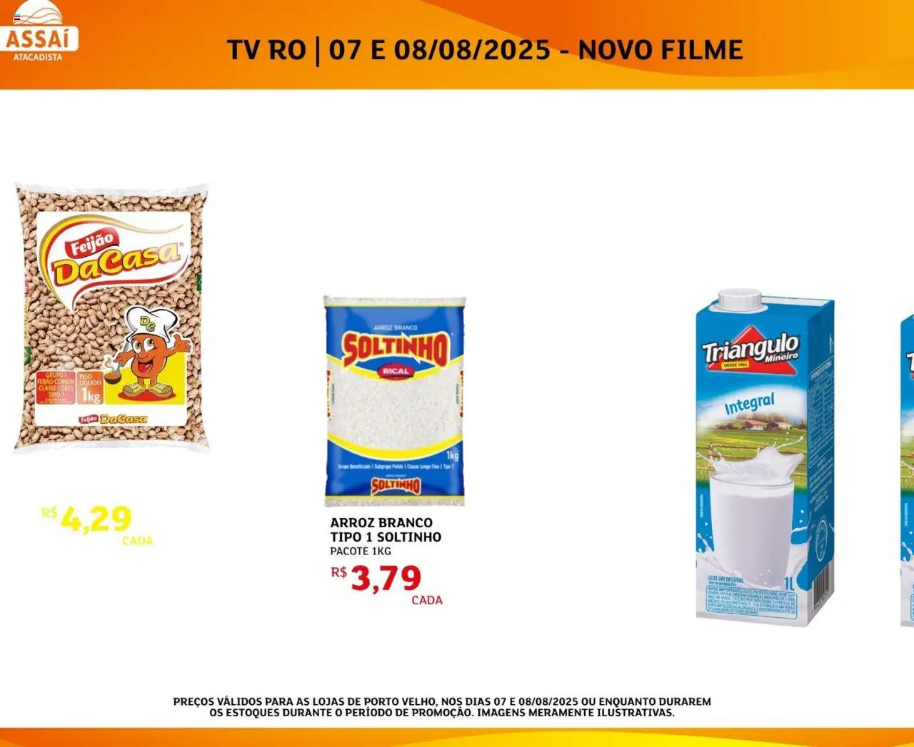 Assaí Atacadista Folheto - válido de 14.08.2025 | Página: 1 | Produtos: Feijão, Leite, Arroz, Tv