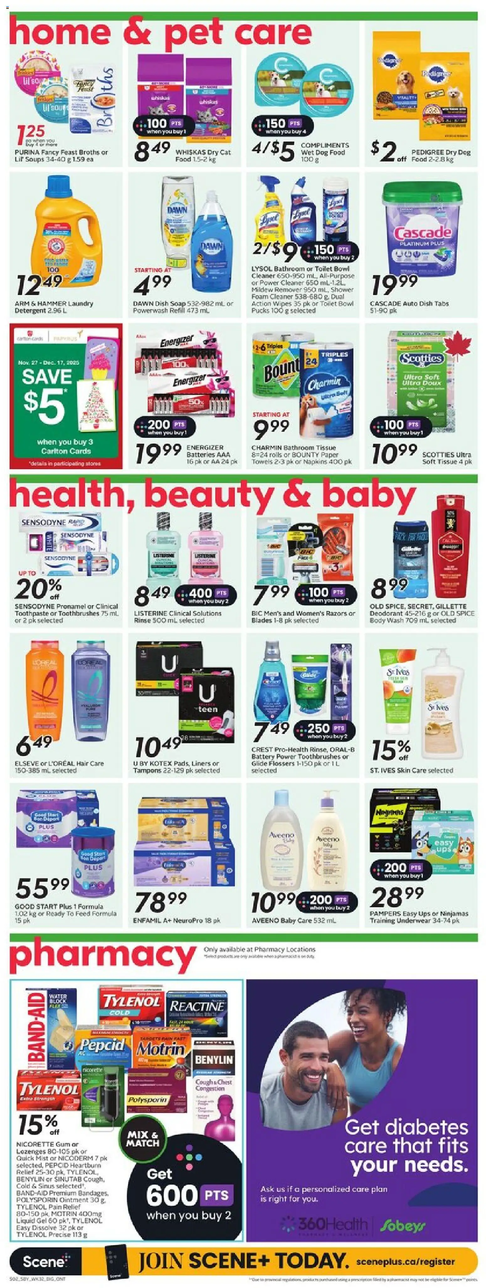 Sobeys flyer valid from 04.12.2025 | Page: 12 | Products: Soap, Body wash, Deodorant, Underwear