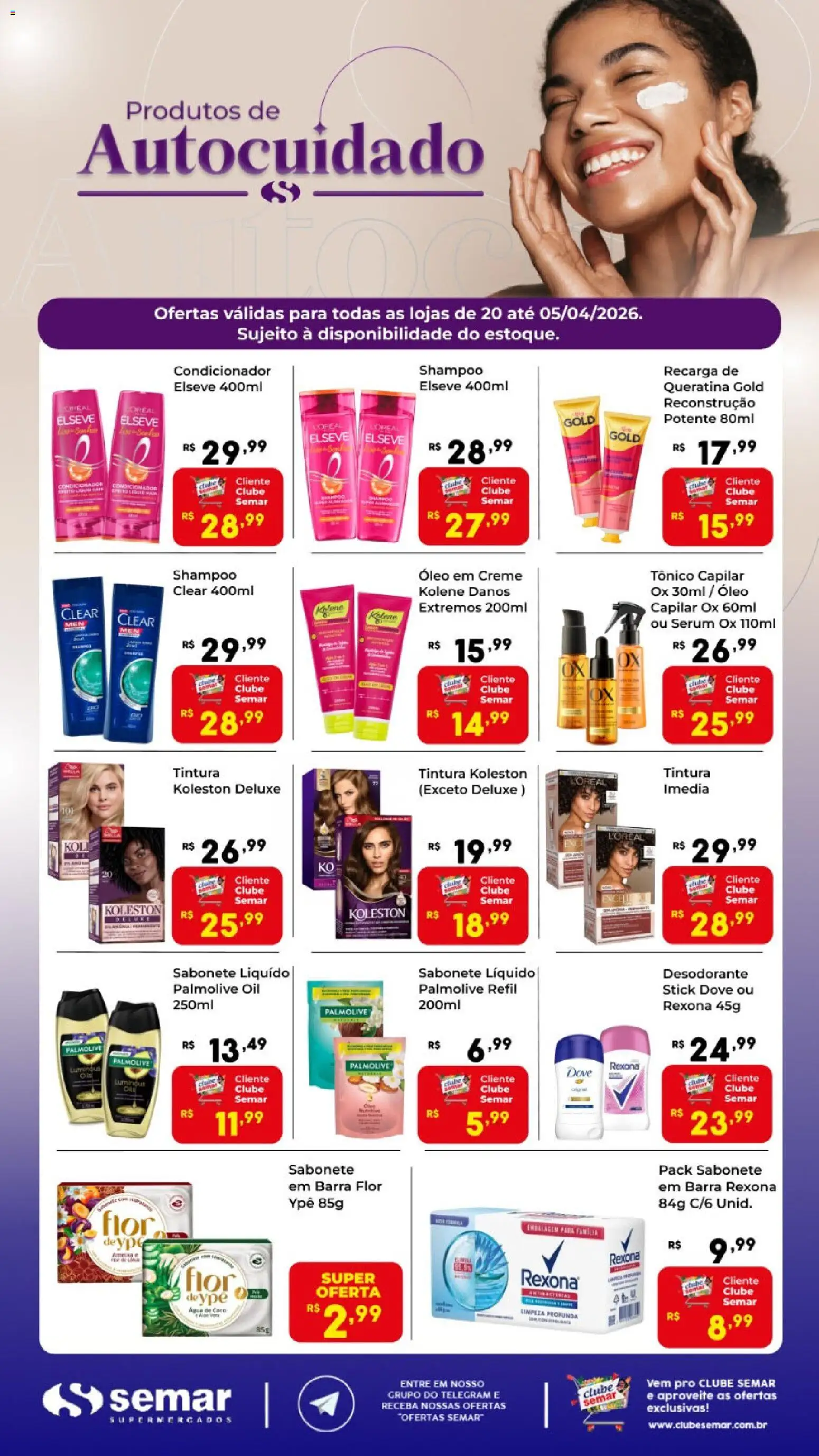 Semar Supermercado Folheto - válido de 20.03.2026 | Página: 1 | Produtos: Condicionador, Água de coco, Desodorante, Óleo