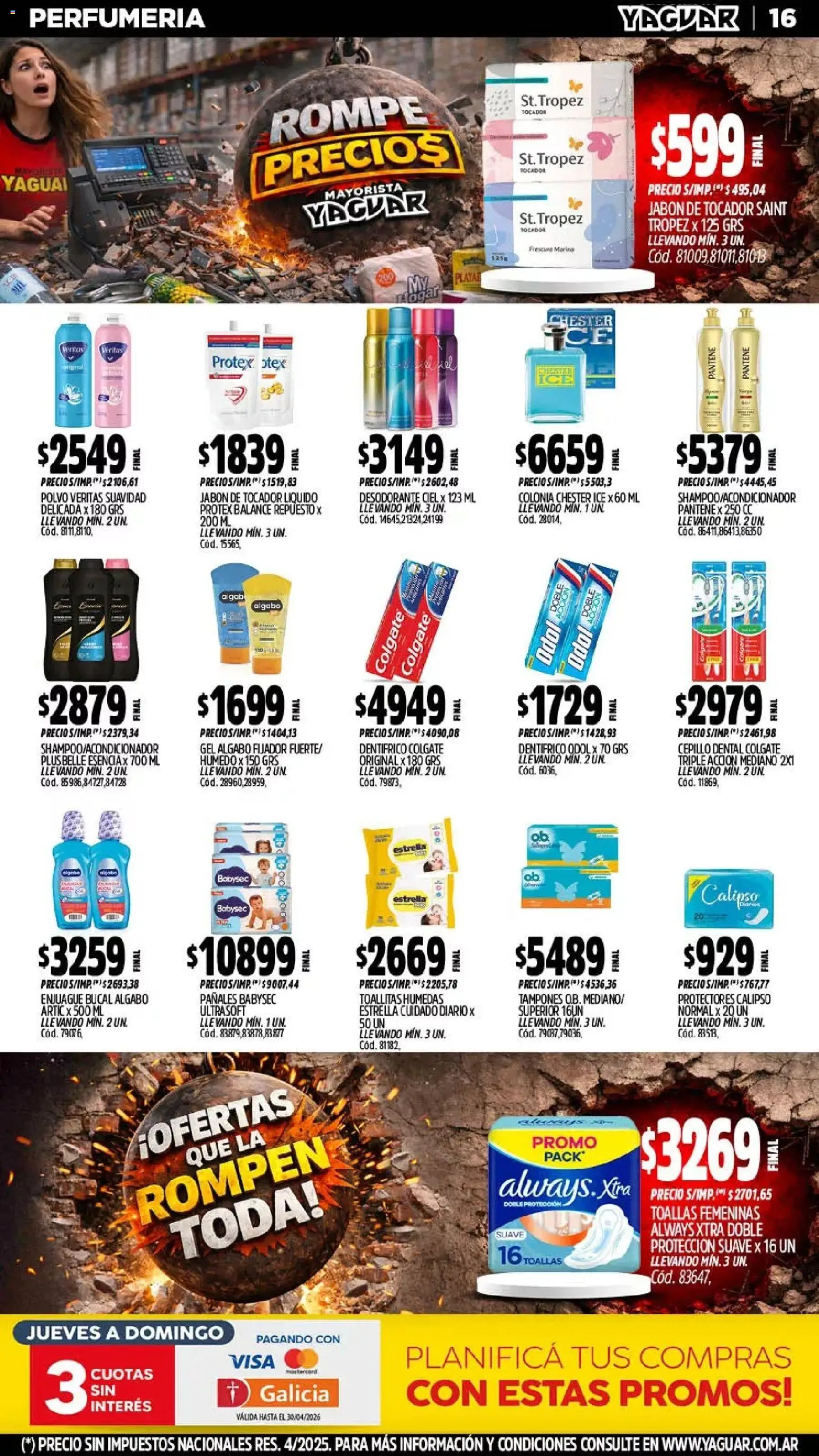 Yaguar - Oferta Semanal Neuquen │ válido desde el 13.04.2026 | Página: 16 | Productos: Toallas, Toallitas húmedas, Fijador, Desodorante