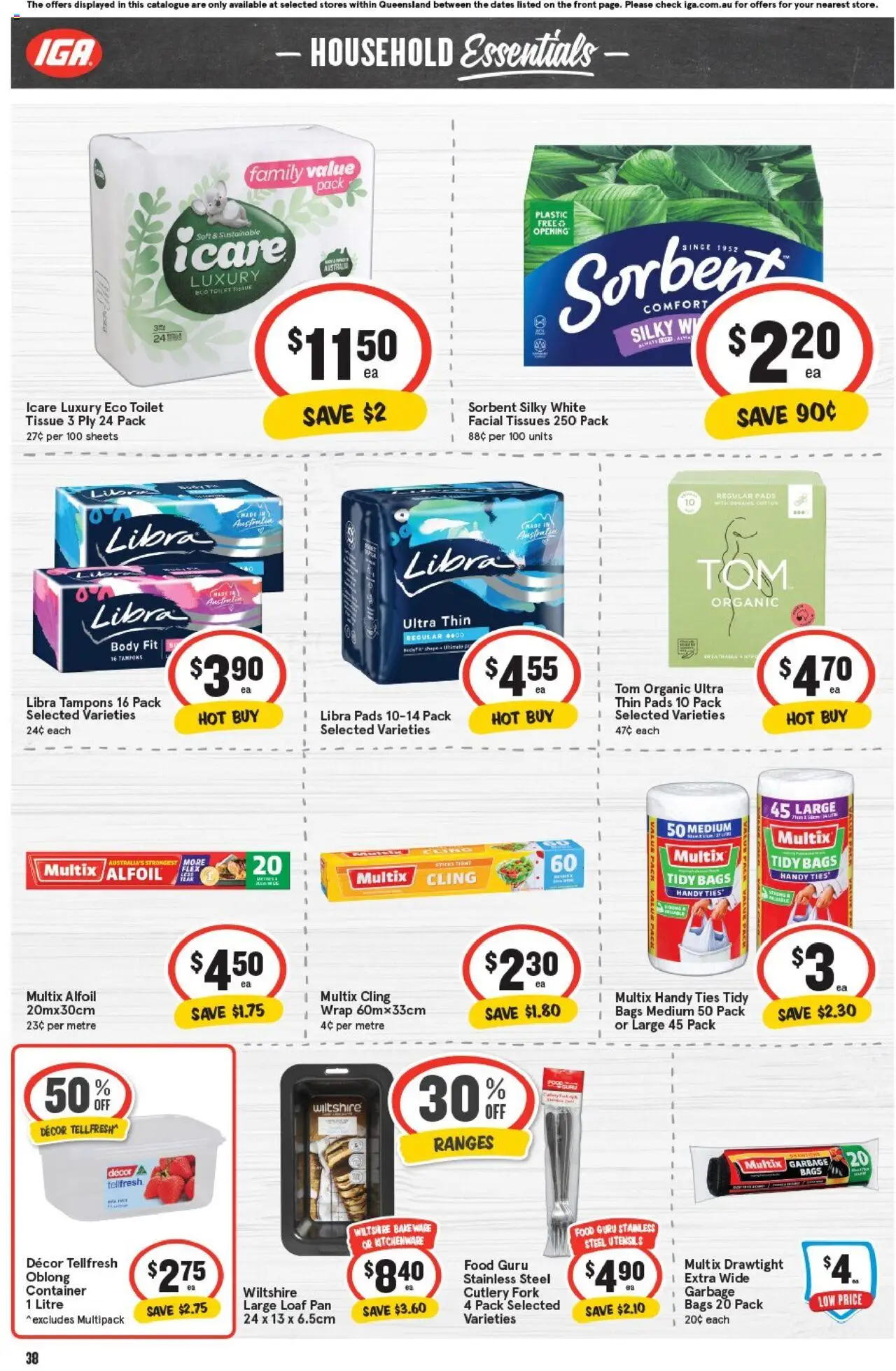 IGA catalogue - valid from 15.10.2025 | Page: 37 | Products: Cutlery, Household, Sustainable, Tampons