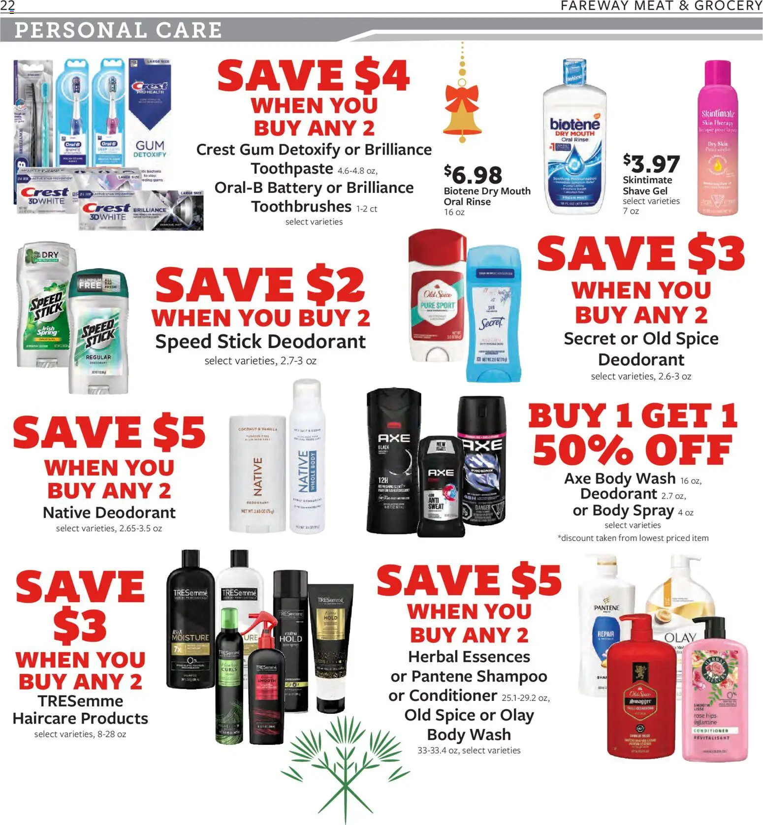 Fareway Weekly Ad - valid from 15.12.2025 | Page: 22 | Products: Battery, Shampoo, Deodorant, Body Wash