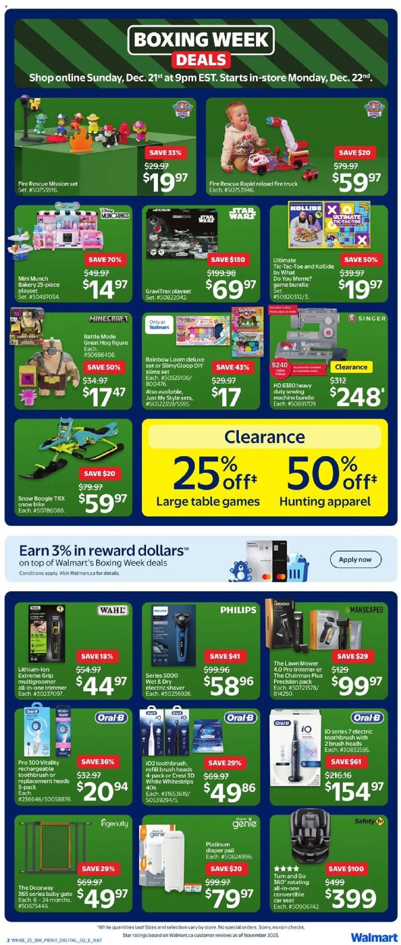 Walmart flyer valid from 21.12.2025 | Page: 2 | Products: Bakery, Electric toothbrush, Mower, Table