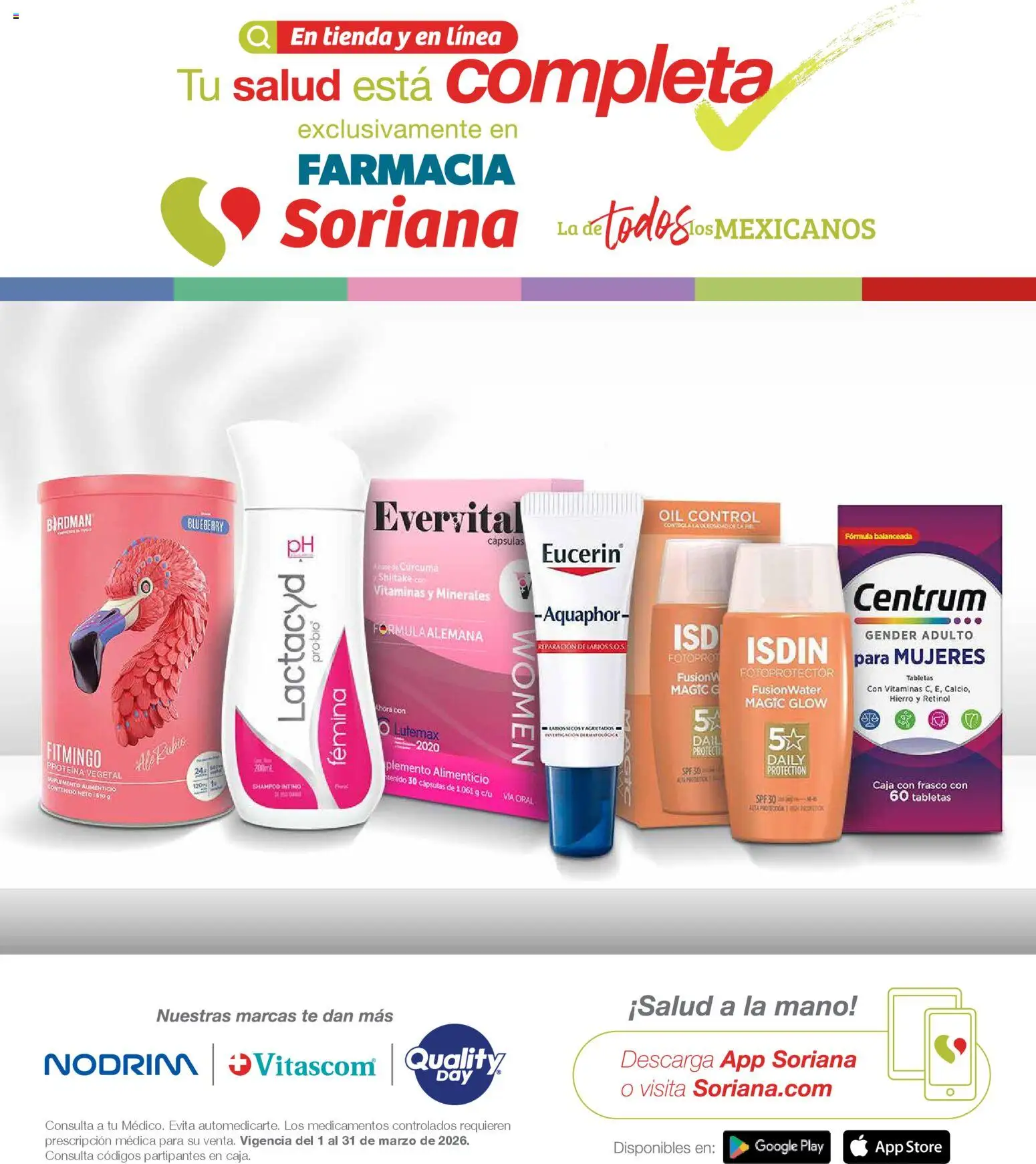 Nuevas ofertas de Soriana válidas en toda la República Mexicana desde el 01.03.2026. ¡Encuentra las mejores ofertas en Soriana - Folleto Farmacia Soriana Marzo Híper Nacional! | Página: 1