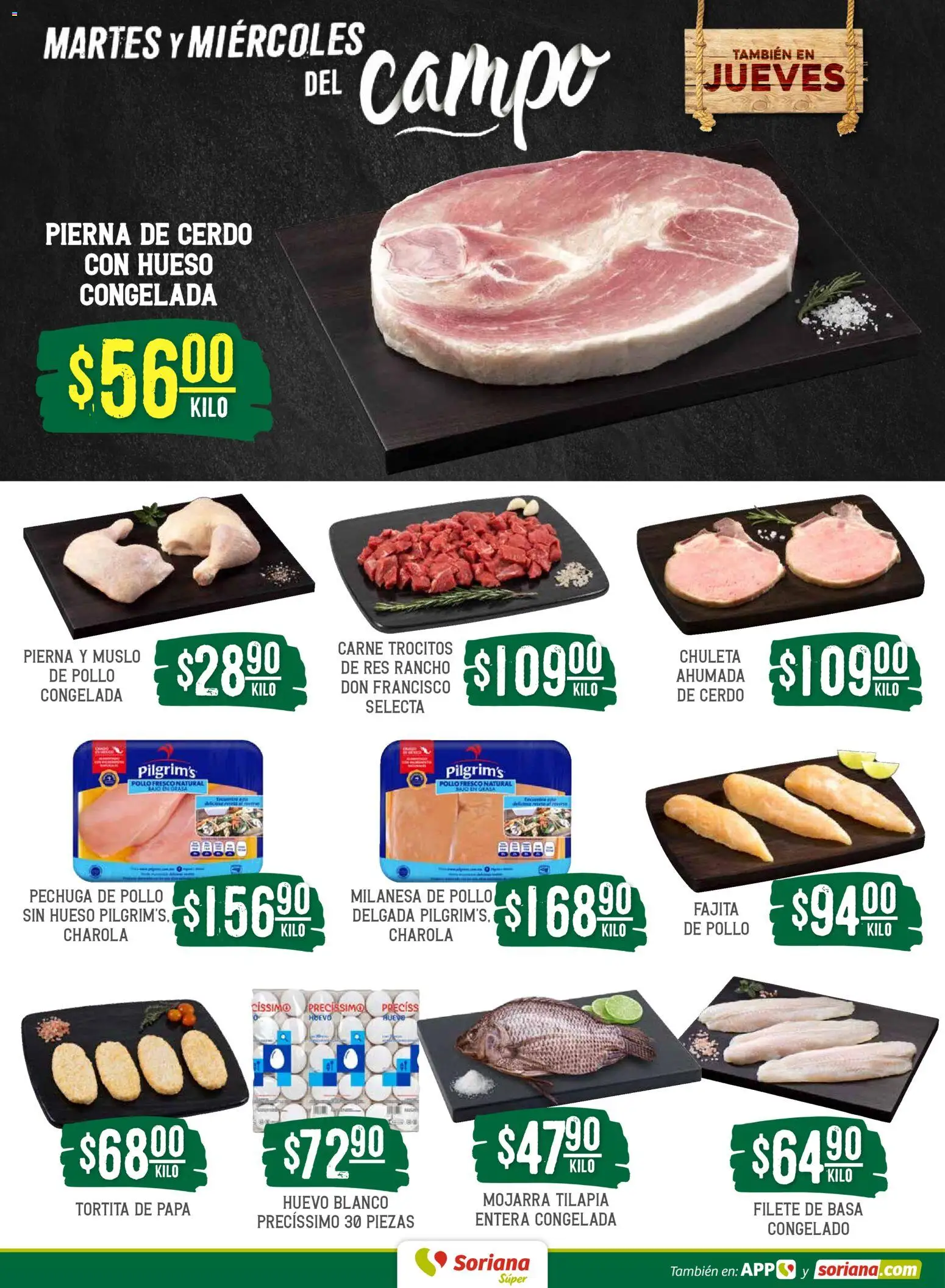 Nuevas ofertas de Soriana válidas en toda la República Mexicana desde el 07.04.2026. ¡Encuentra las mejores ofertas en Soriana Martes y Miércoles del Campo Súper: Tamaulipas (excepto Cd. Victoria y Tampico)! | Página: 4 | Productos: Pollo, Milanesa, Papa, Cerdo