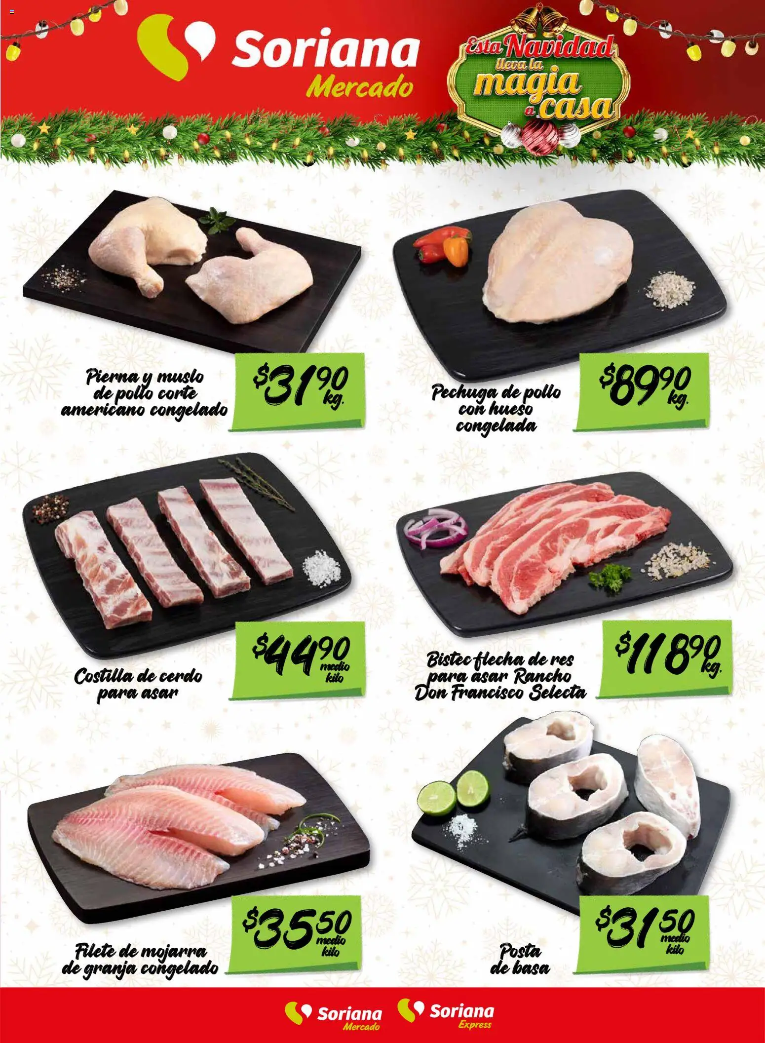 Nuevas ofertas de Soriana válidas en toda la República Mexicana desde el 28.11.2025. ¡Encuentra las mejores ofertas en Soriana - Fin de Semana Mercado: Nuevo León! | Página: 7 | Productos: Pollo, Cerdo, Res