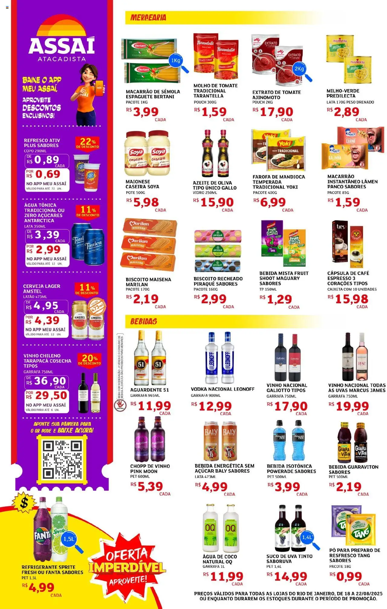 Assaí Atacadista Folheto - válido de 18.08.2025 | Página: 2 | Produtos: Suco, Macarrão, Carne, Refrigerante