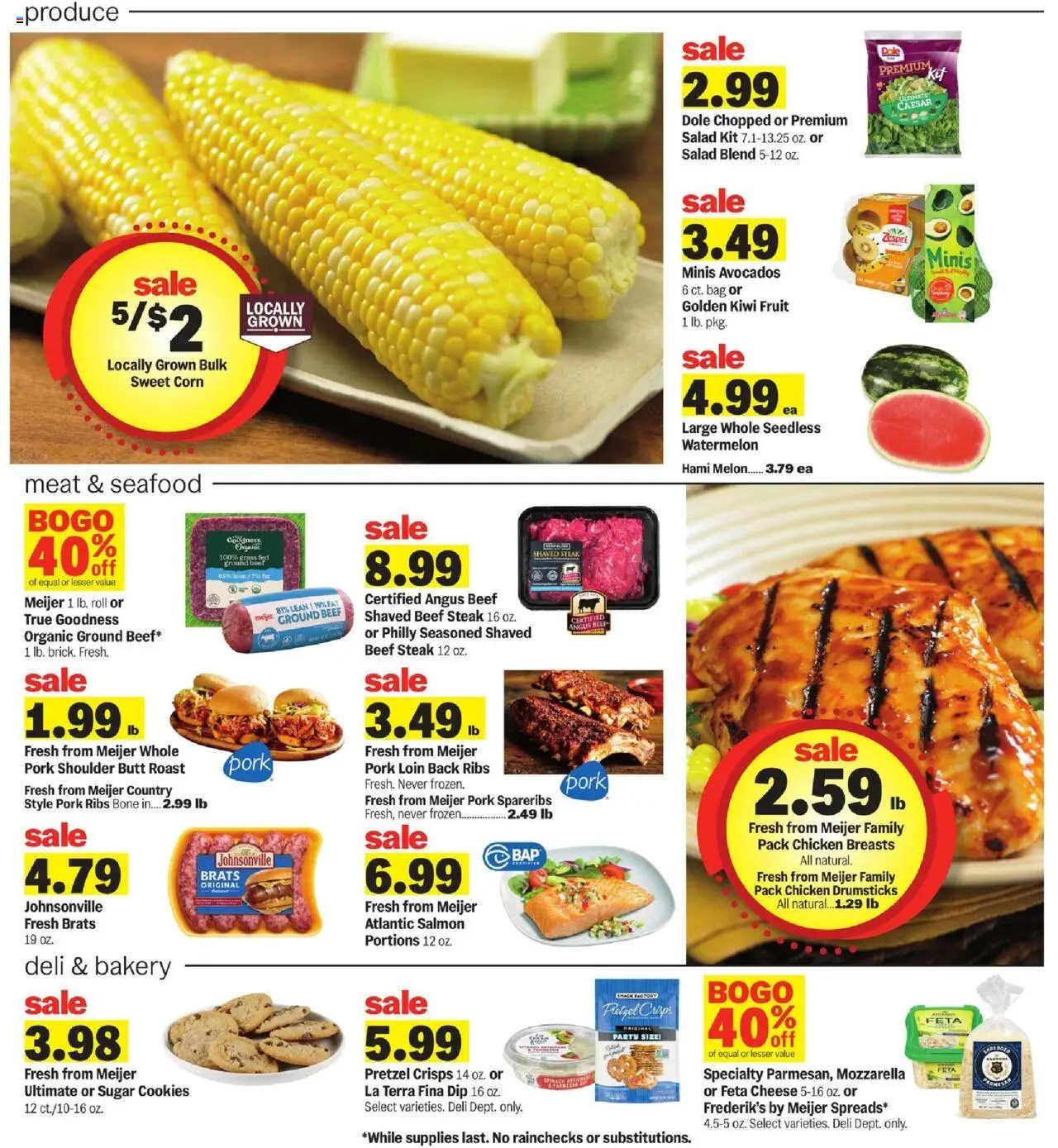 Meijer Weekly Ad - valid from 10.08.2025 | Page: 2 | Products: Spinach, Cheese, Seafood, Bag