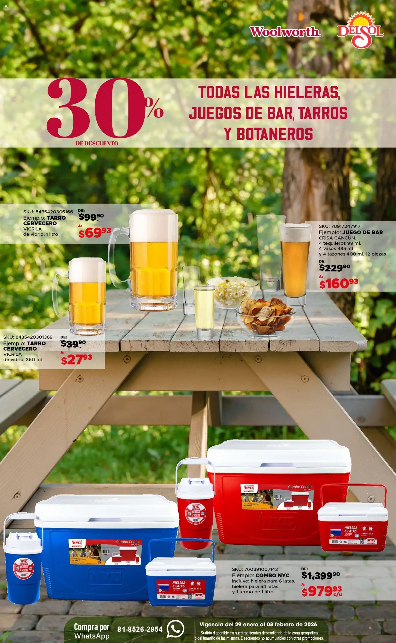 Nuevas ofertas de Del Sol y Woolworth válidas en toda la República Mexicana desde el 29.01.2026. ¡Encuentra las mejores ofertas en Del Sol y Woolworth catálogo Ofertas de Campeonato! | Página: 11 | Productos: Hielera, Juego, Vasos, Termo