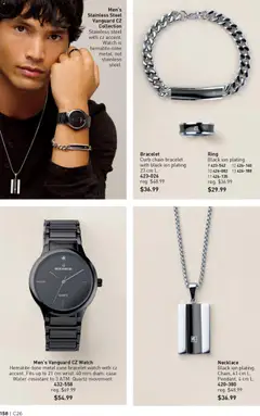 Preview of Men's Vanguard CZ Watch, Hematite-tone metal case bracelet watch with cz accent. Fits up to 21 cm wrist. 40 mm diam. case. Water-resistant to 3 ATM. Quartz movement. from shop Avon valid from 18.12.2025 | Page: 158 | Products: Watch, Case