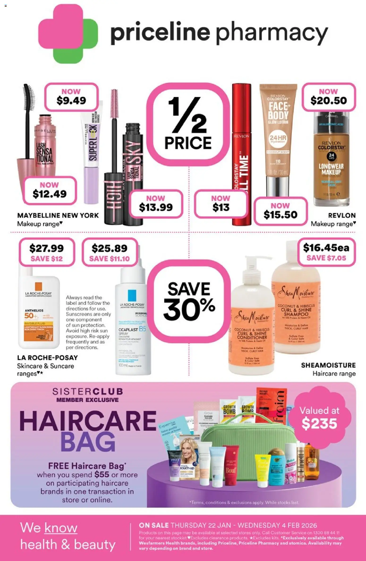 Priceline Pharmacy catalogue - valid from 22.01.2026 | Page: 1 | Products: Conditioner, Makeup, Curly, Bag