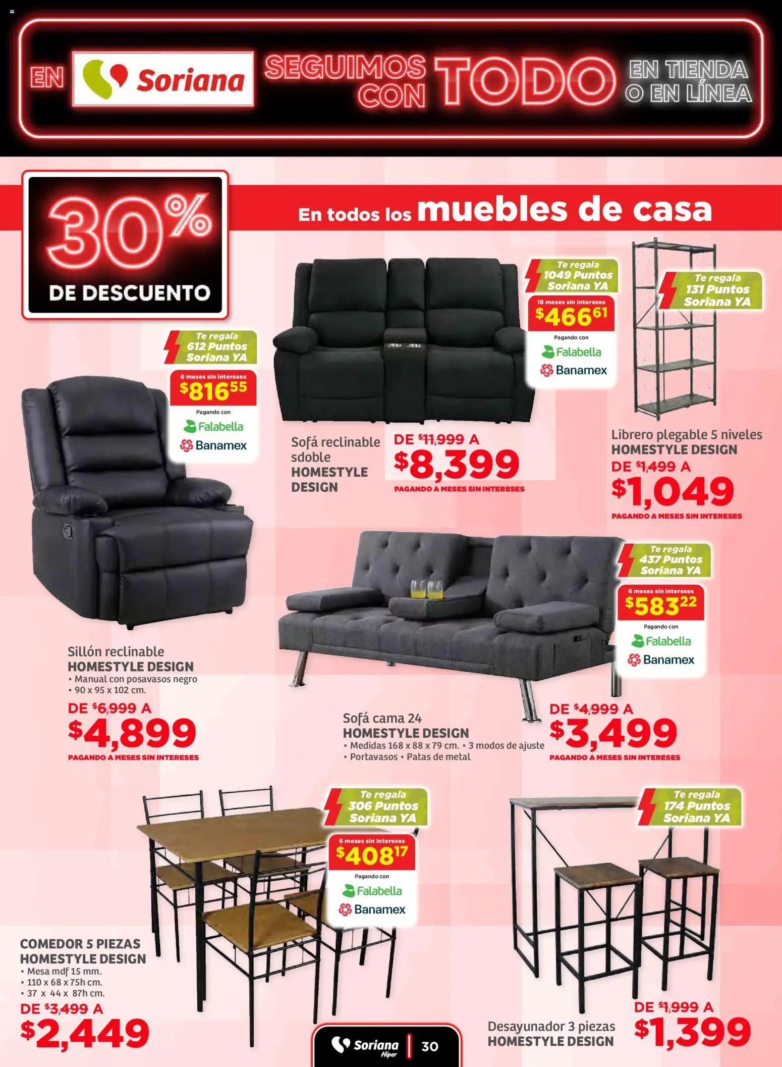 Nuevas ofertas de Soriana válidas en toda la República Mexicana desde el 19.11.2025. ¡Encuentra las mejores ofertas en Soriana - Seguimos con todo Híper Nacional! | Página: 30 | Productos: Sofá, Cama, Té, Desayunador