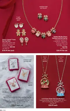 Preview of Holiday Gift Box Charm Necklace and Earring Set, Coloured stones set in goldtone. Necklace, 42 cm L with 9 cm extender. Pierced earrings, 1 cm L. from shop Avon valid from 23.10.2025 | Page: 30