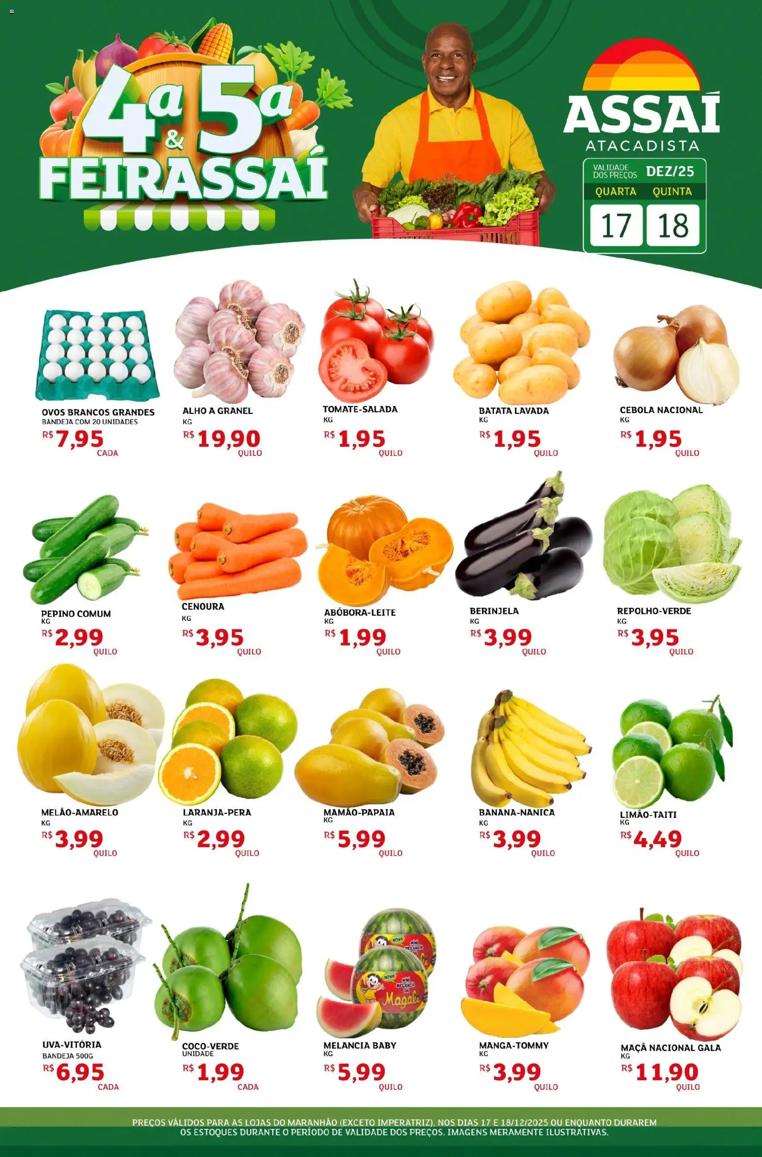 Assaí Atacadista Folheto - válido de 17.12.2025 | Página: 1 | Produtos: Alho, Berinjela, Cebola, Batata
