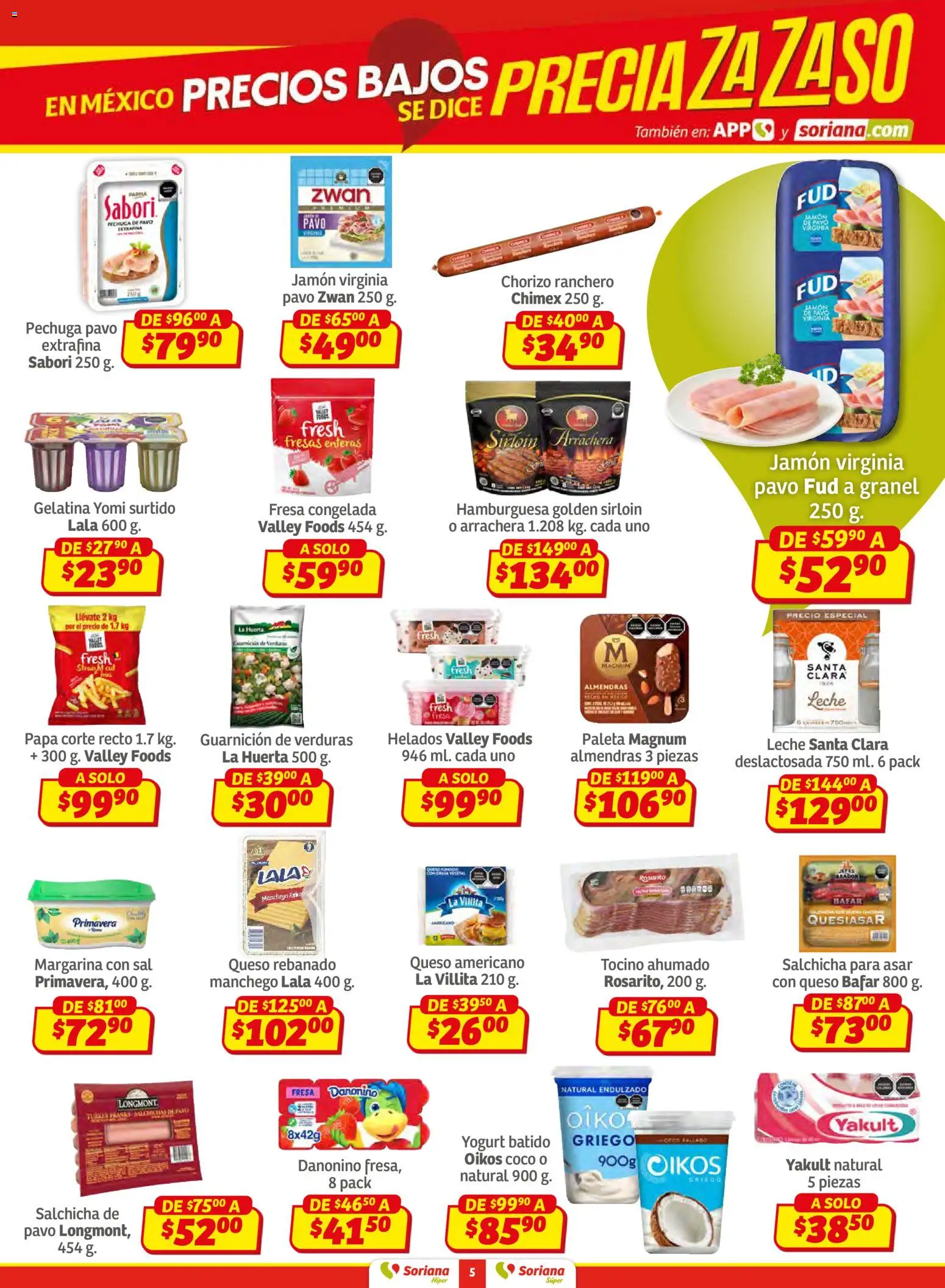 Nuevas ofertas de Soriana válidas en toda la República Mexicana desde el 15.01.2026. ¡Encuentra las mejores ofertas en Soriana - Preciazazaso Súper: BCS, Jal, Nay, Sin, Son! | Página: 5 | Productos: Fresa, Gelatina, Tocino, Queso