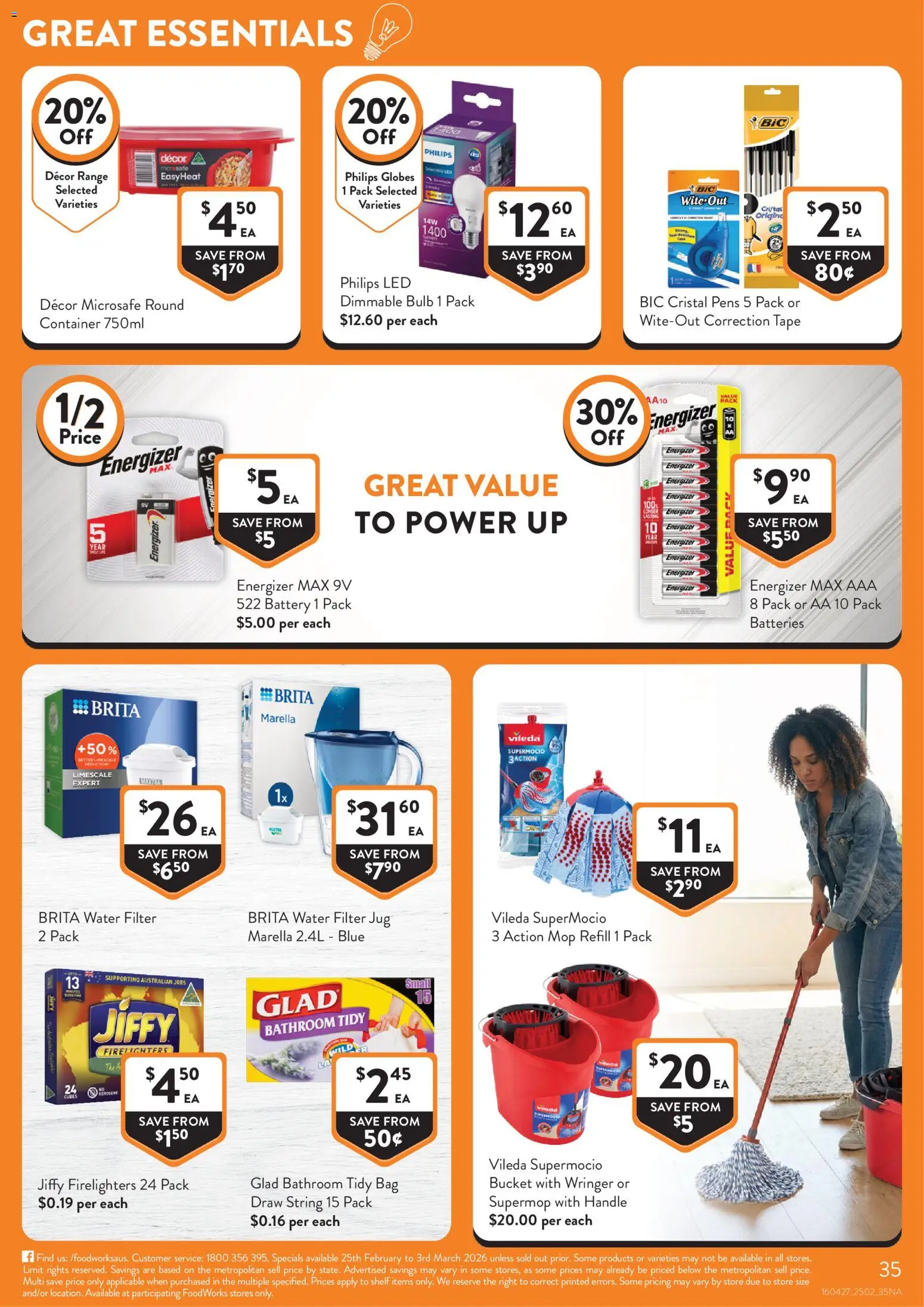 Foodworks catalogue - valid from 25.02.2026 | Page: 35 | Products: Bucket, Decor, Batteries, Bathroom