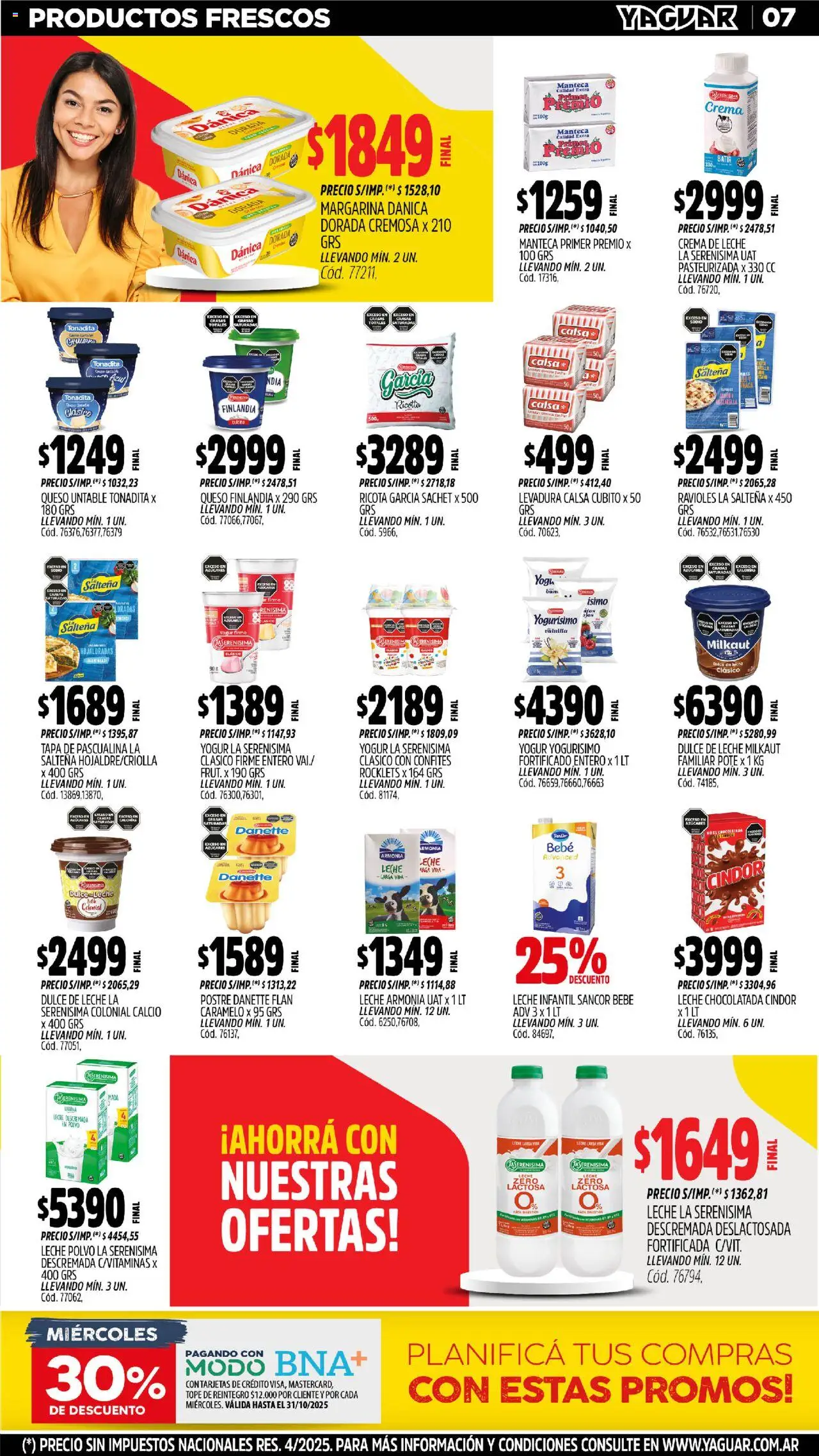 Yaguar - Parque Chacabuco │ válido desde el 20.10.2025 | Página: 7 | Productos: Polvo, Dulce de leche, Margarina, Crema