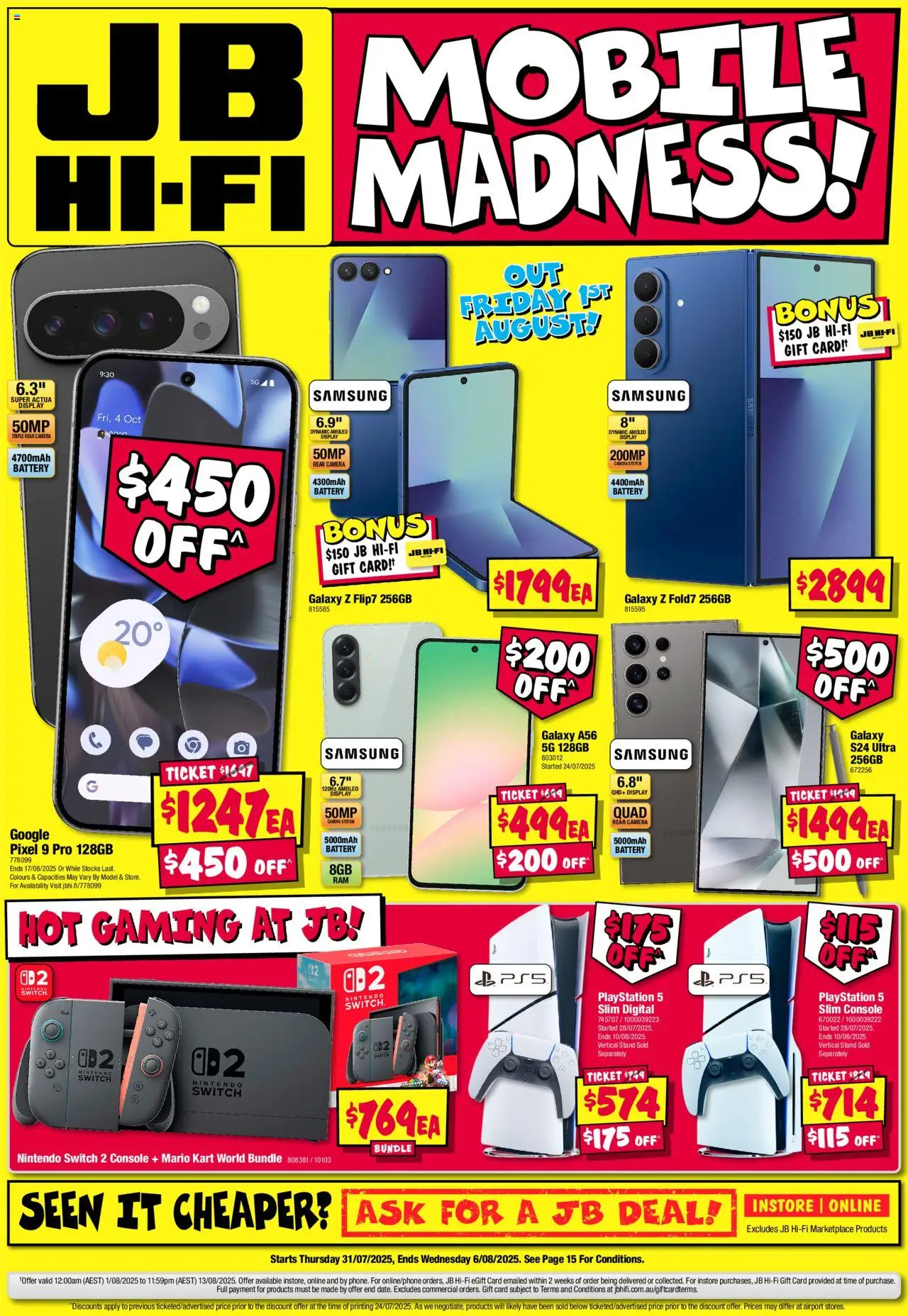 JB Hi-Fi catalogue - valid from 31.07.2025 | Page: 1 | Products: Battery, Camera, Playstation, Mobile