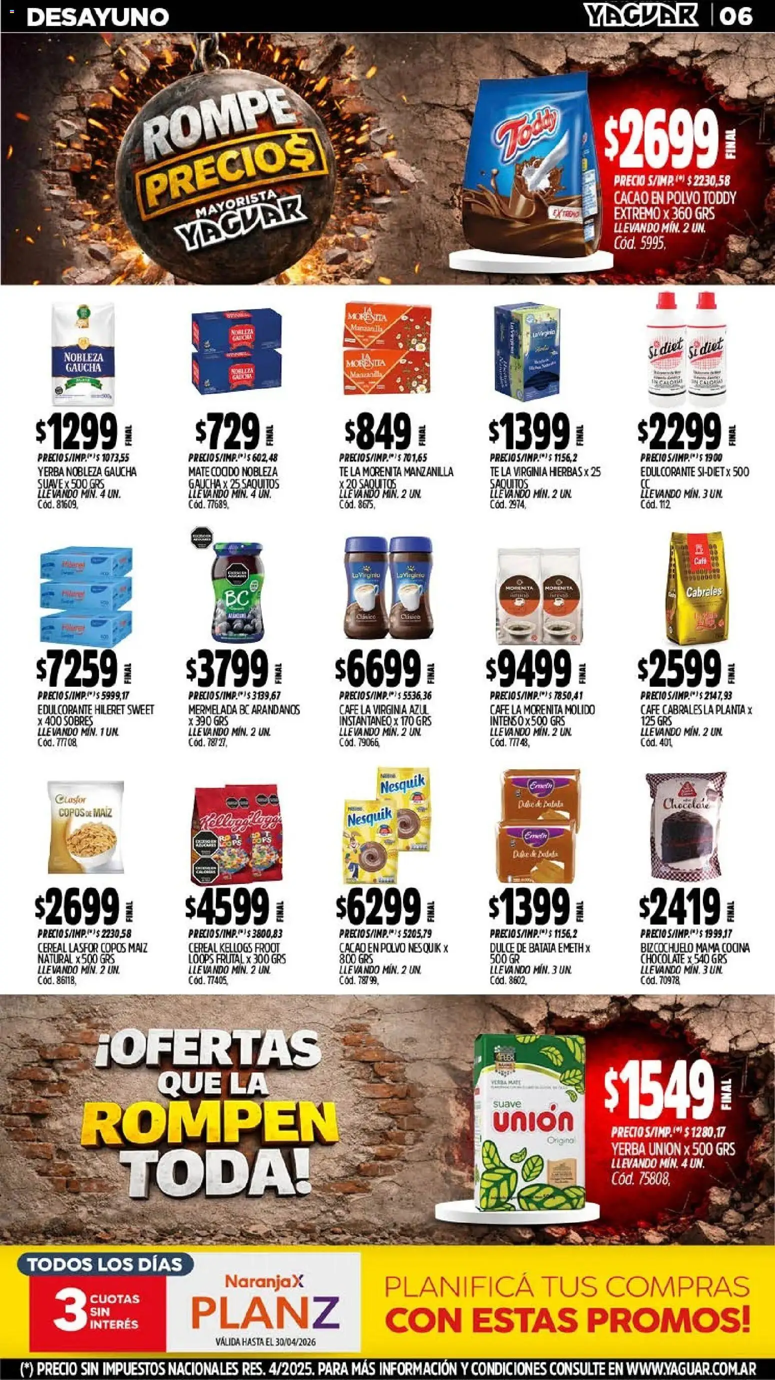 Yaguar - Oferta Semanal Mendoza │ válido desde el 06.04.2026 | Página: 6 | Productos: Mate, Batata, Maiz, Mermelada