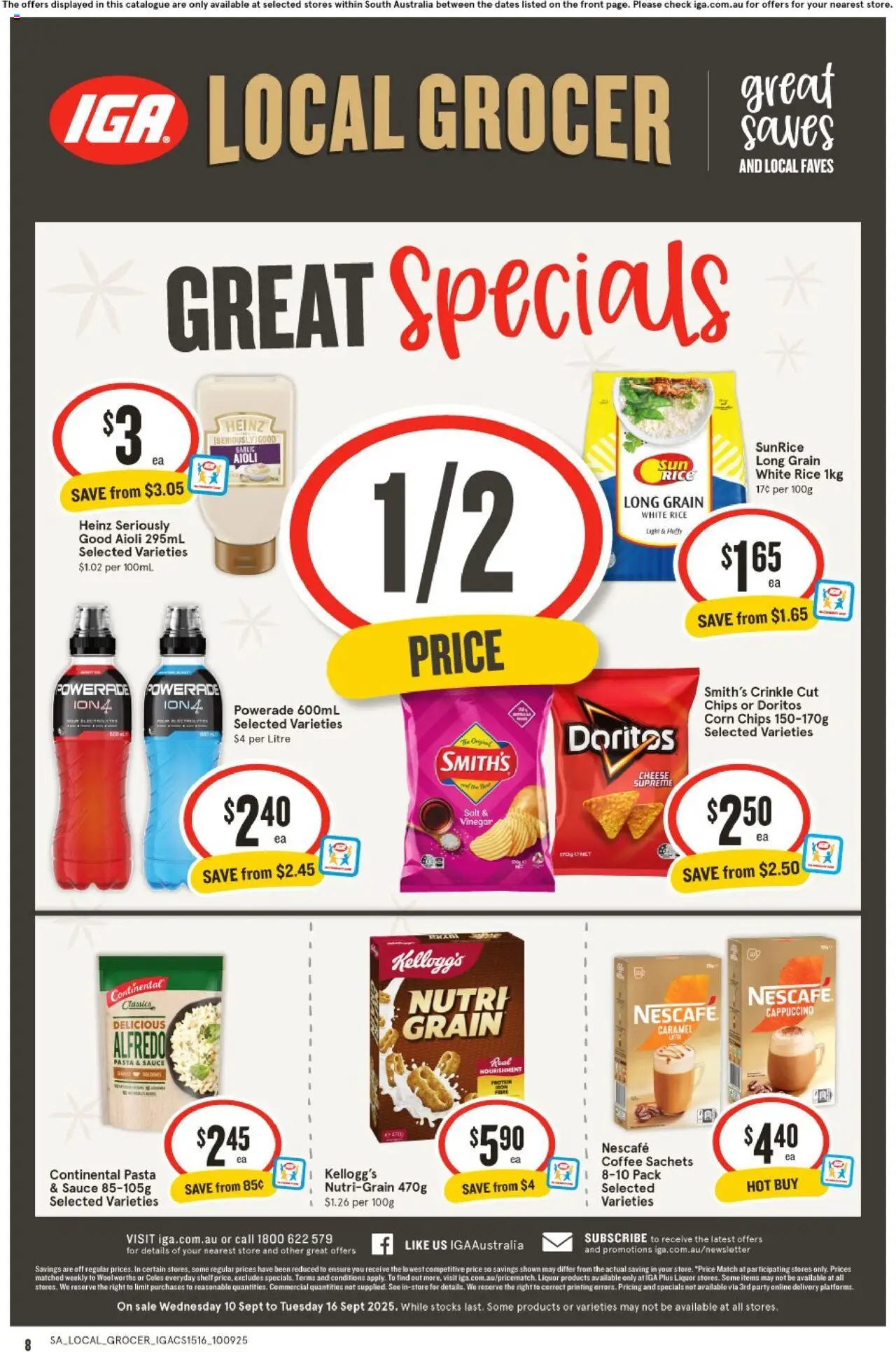 IGA catalogue - valid from 10.09.2025 | Page: 2 | Products: Cheese, Rice, Pasta, Vinegar