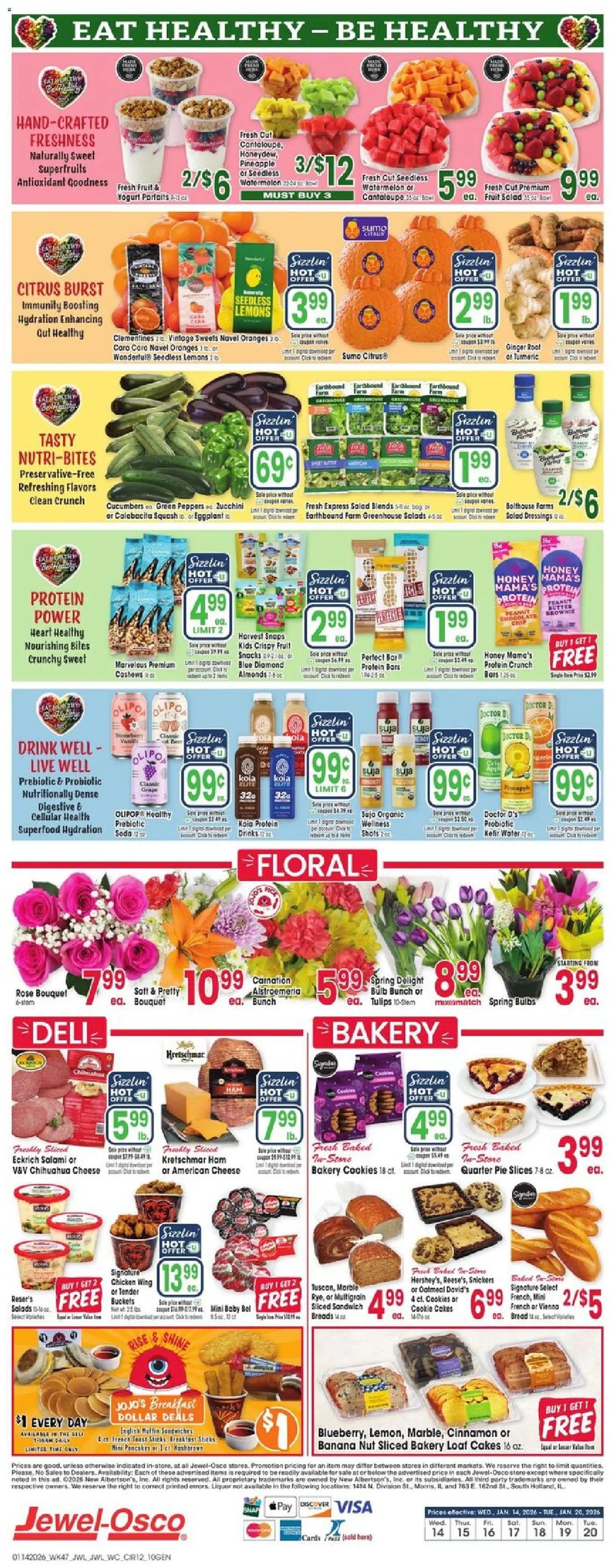 Jewel Osco Weekly Ad - IA - valid from 14.01.2026 | Page: 12 | Products: Cheese, Yogurt, Bread, Salami